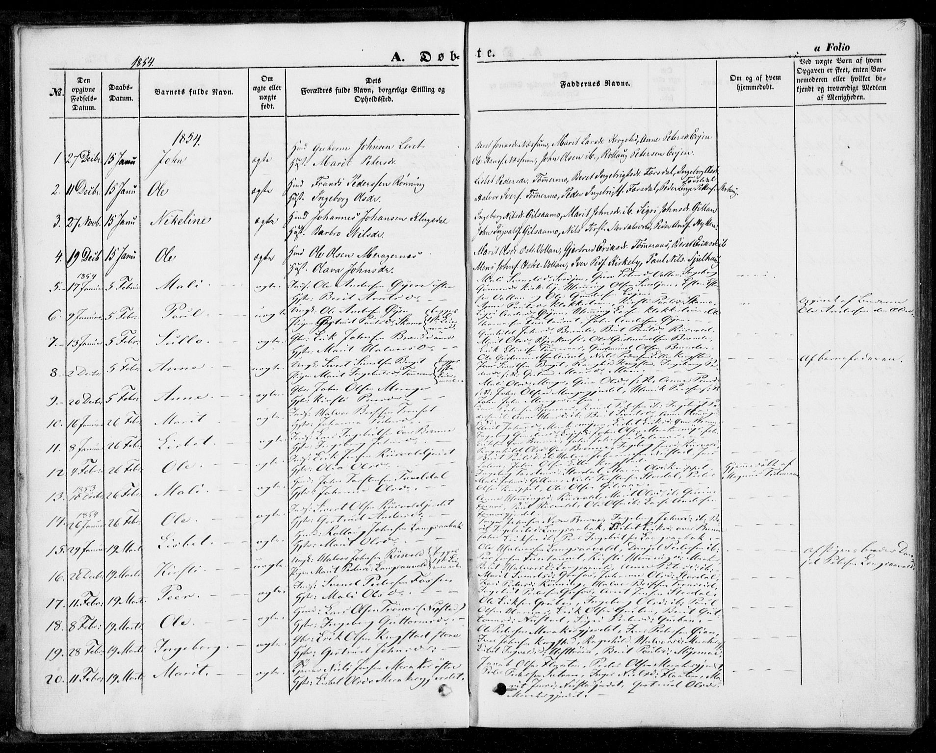 Ministerialprotokoller, klokkerbøker og fødselsregistre - Nord-Trøndelag, SAT/A-1458/706/L0040: Parish register (official) no. 706A01, 1850-1861, p. 13