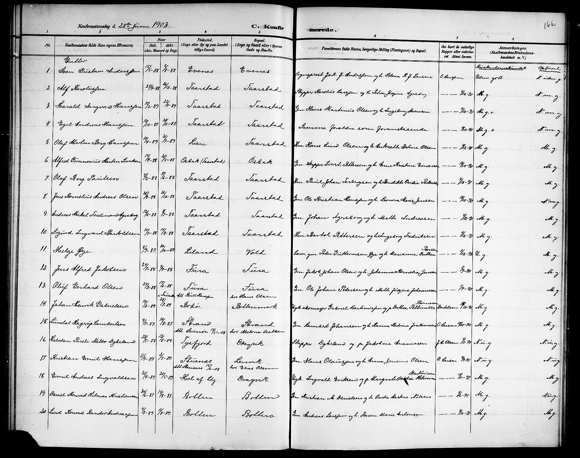 Ministerialprotokoller, klokkerbøker og fødselsregistre - Nordland, AV/SAT-A-1459/863/L0915: Parish register (copy) no. 863C05, 1898-1907, p. 166