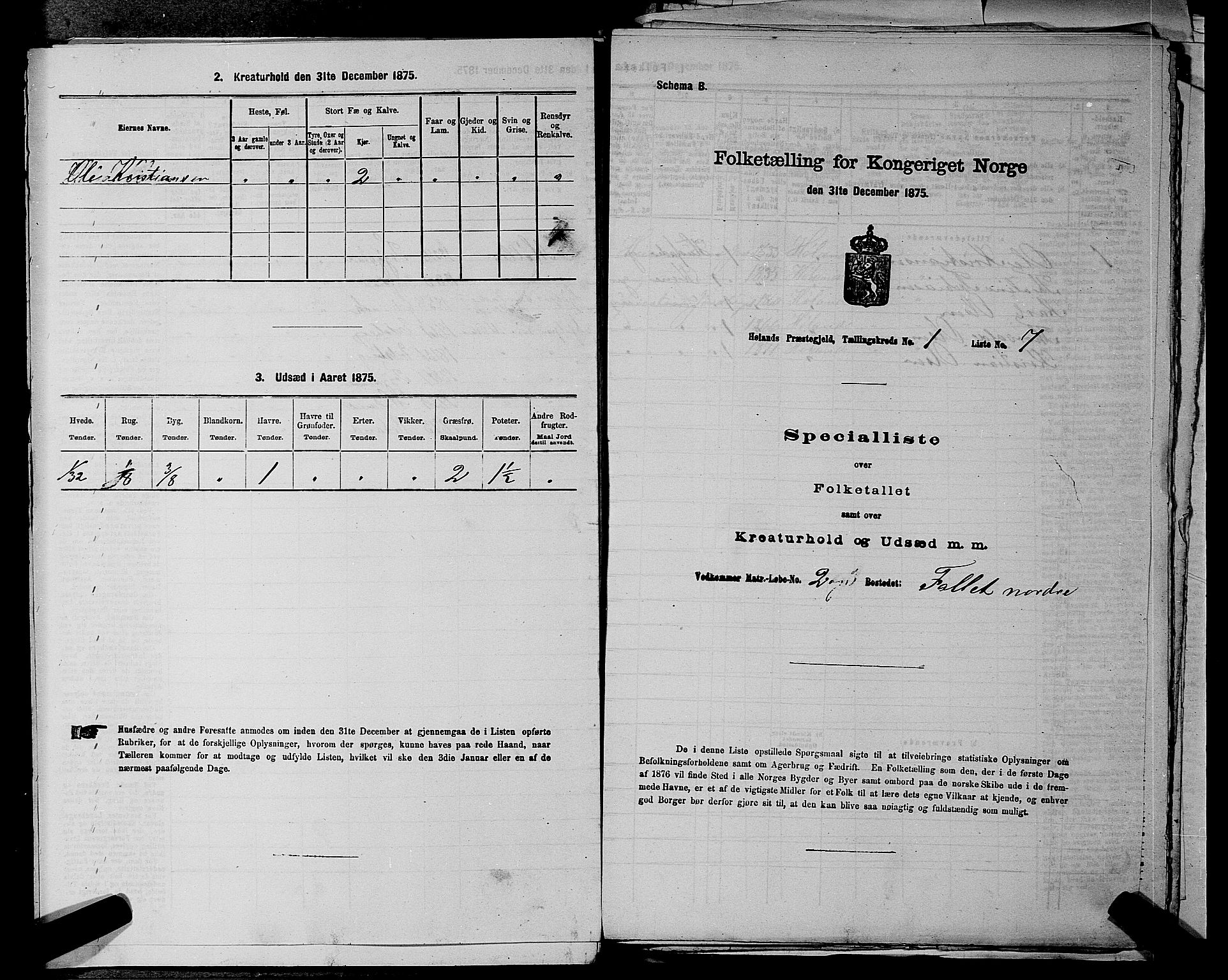 RA, 1875 census for 0221P Høland, 1875, p. 267