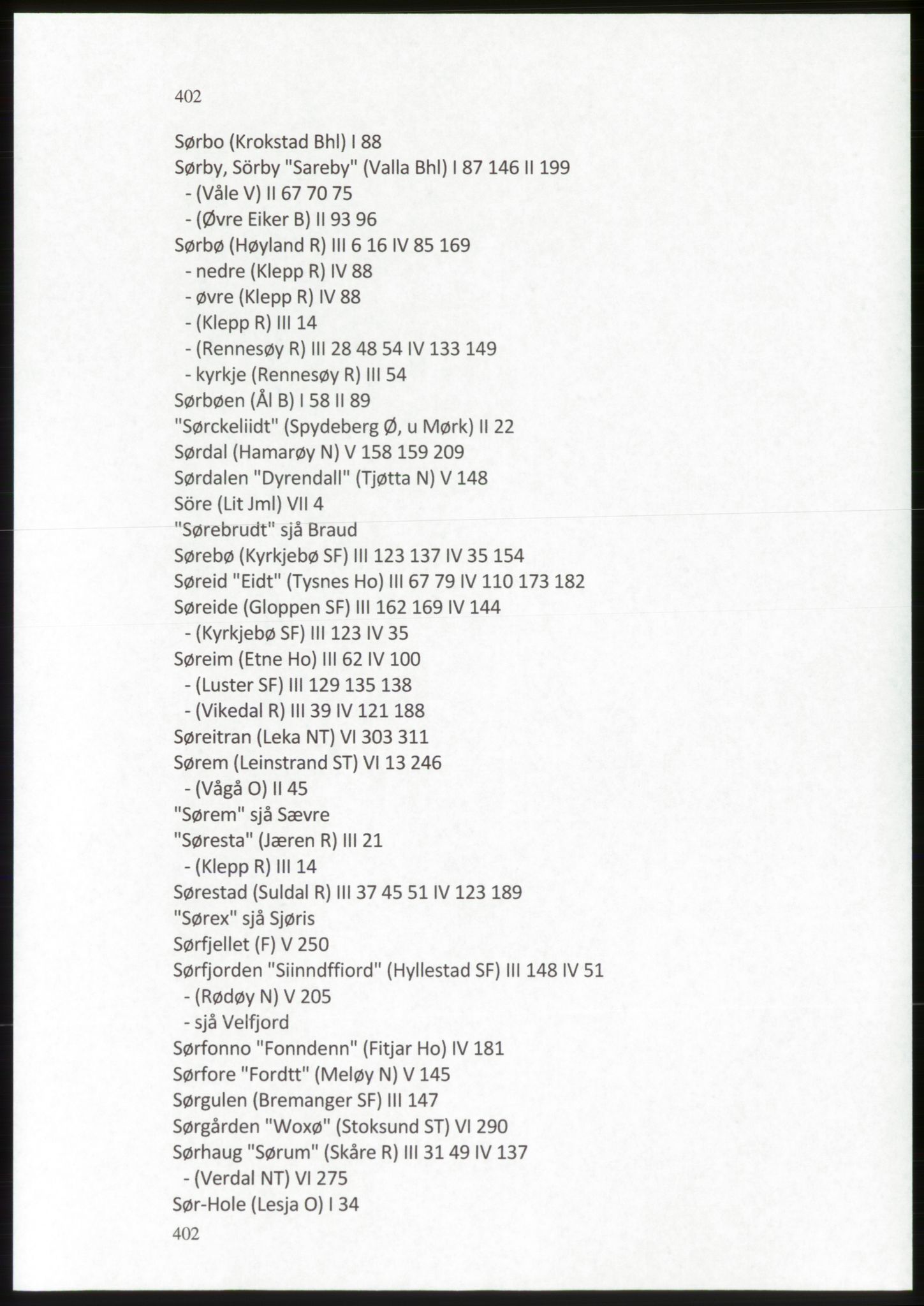 Publikasjoner utgitt av Arkivverket, PUBL/PUBL-001/C/0009: Stedsnavnregister, 1548-1567, p. 402