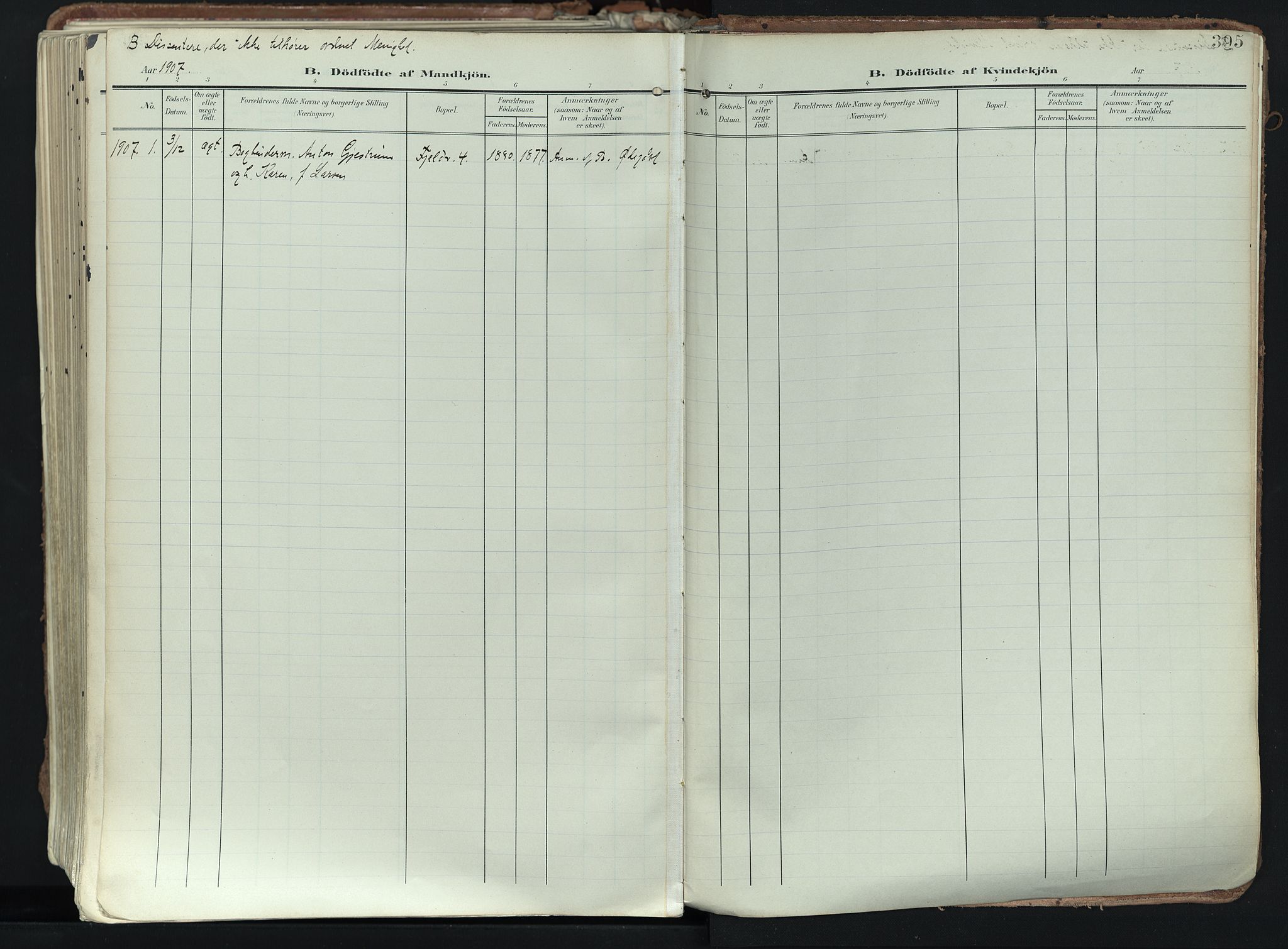 Larvik kirkebøker, SAKO/A-352/F/Fa/L0012: Parish register (official) no. I 12, 1905-1933, p. 395