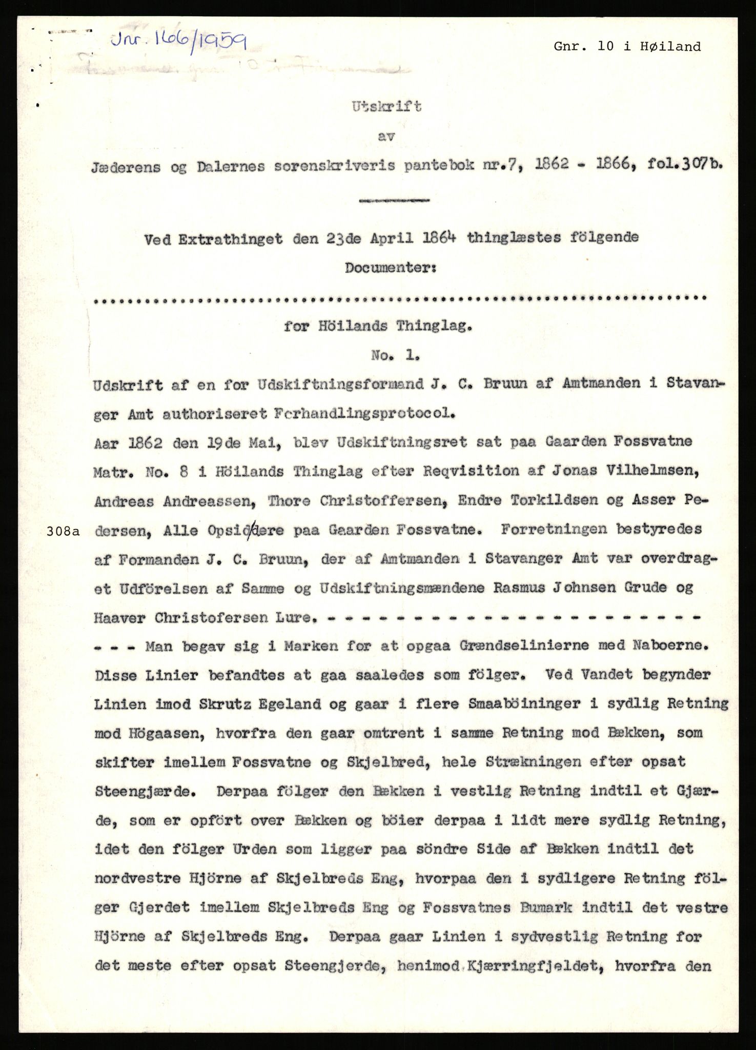 Statsarkivet i Stavanger, AV/SAST-A-101971/03/Y/Yj/L0022: Avskrifter sortert etter gårdsnavn: Foss - Frøiland i Hetland, 1750-1930, p. 304