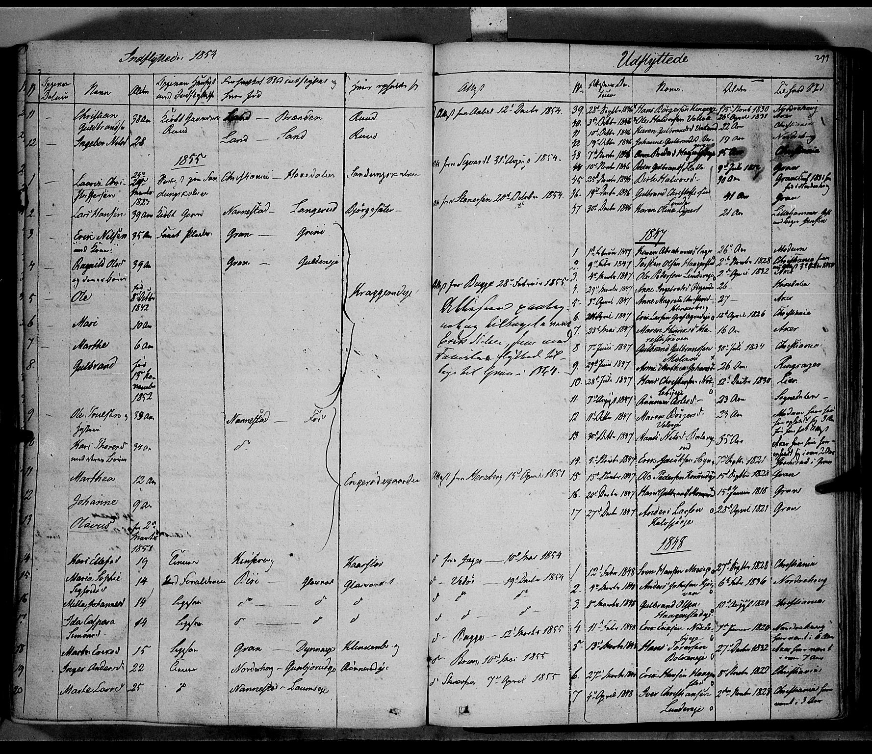 Jevnaker prestekontor, SAH/PREST-116/H/Ha/Haa/L0006: Parish register (official) no. 6, 1837-1857, p. 299