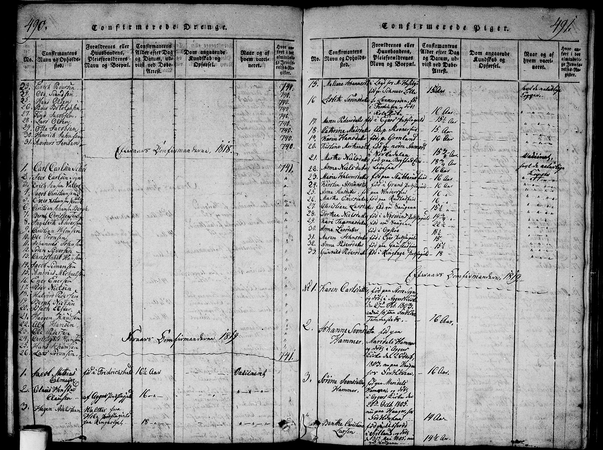 Aker prestekontor kirkebøker, SAO/A-10861/G/L0002: Parish register (copy) no. 2, 1815-1819, p. 490-491