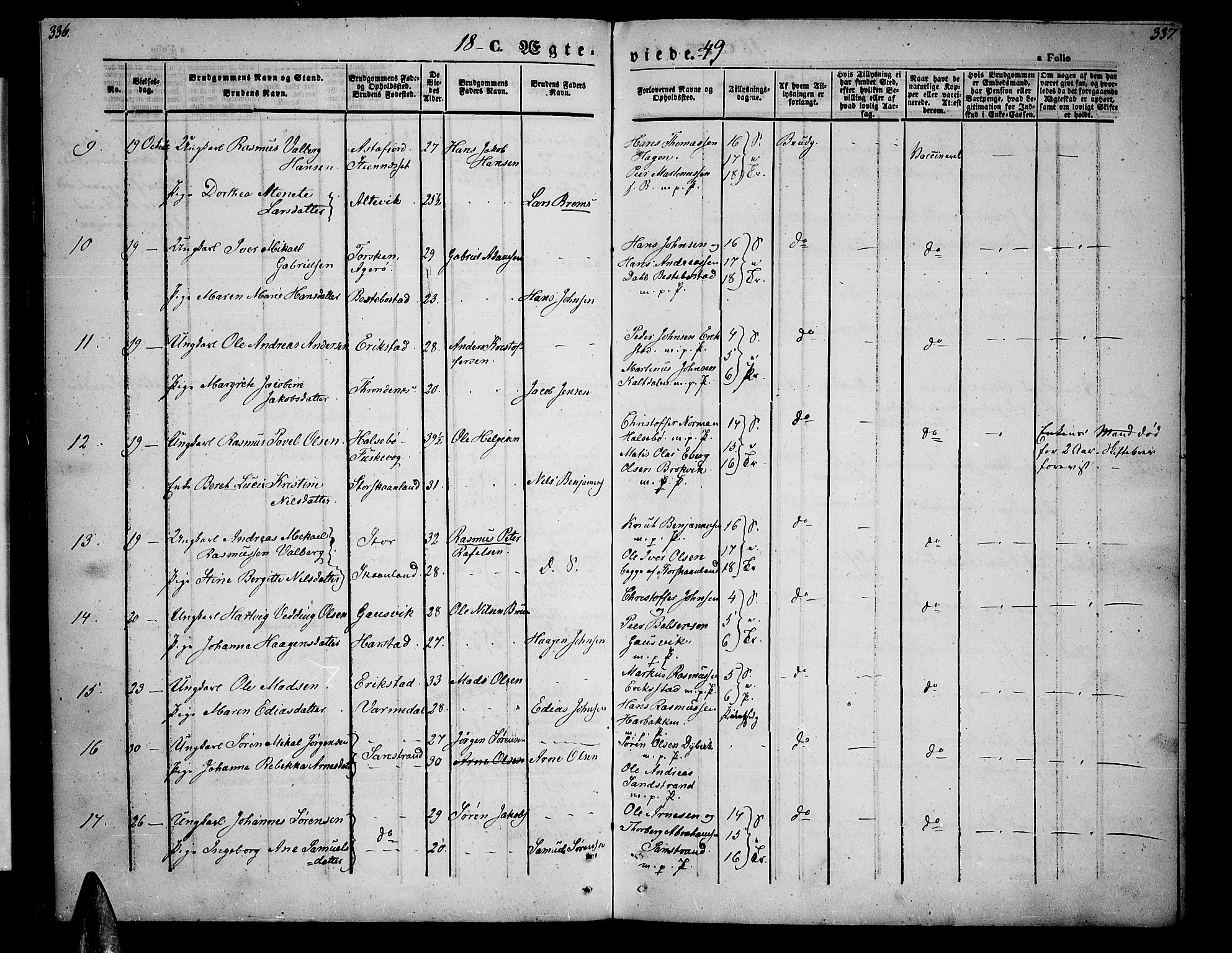 Trondenes sokneprestkontor, SATØ/S-1319/H/Hb/L0006klokker: Parish register (copy) no. 6, 1845-1855, p. 336-337
