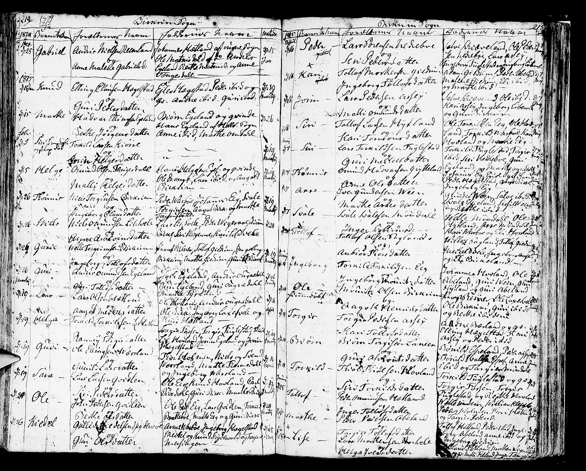 Helleland sokneprestkontor, SAST/A-101810: Parish register (official) no. A 3 /2, 1791-1817, p. 214-215