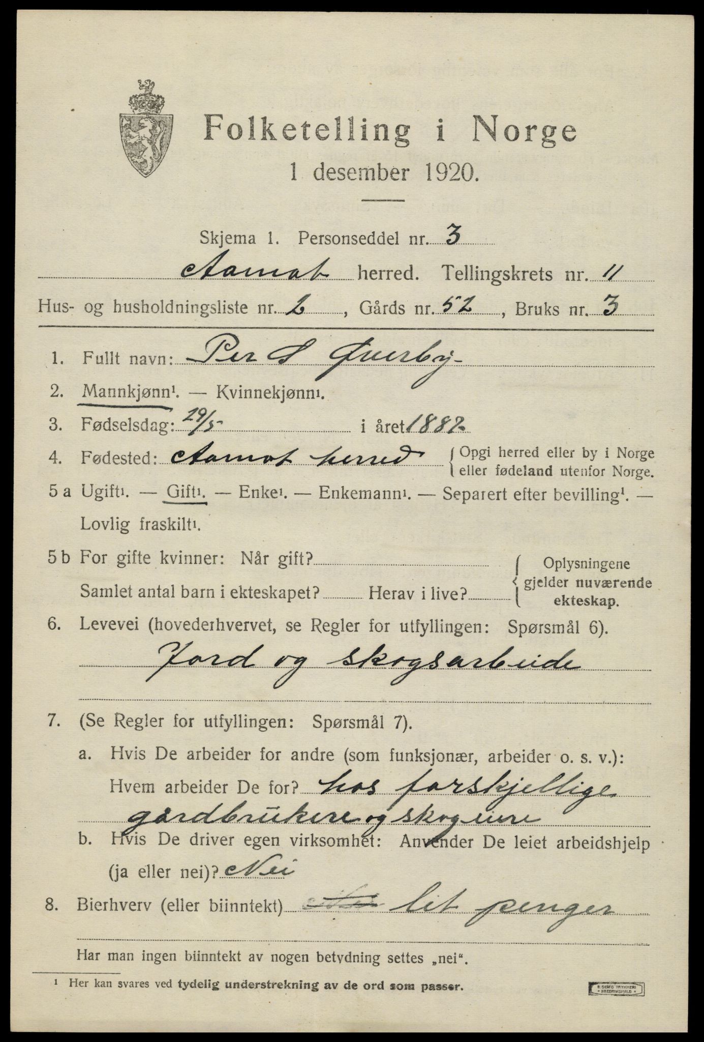 SAH, 1920 census for Åmot, 1920, p. 9427