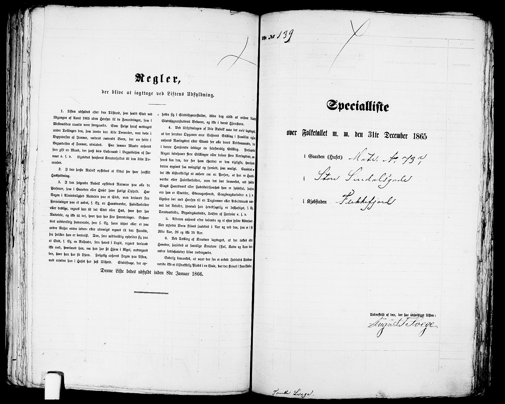 RA, 1865 census for Flekkefjord/Flekkefjord, 1865, p. 288