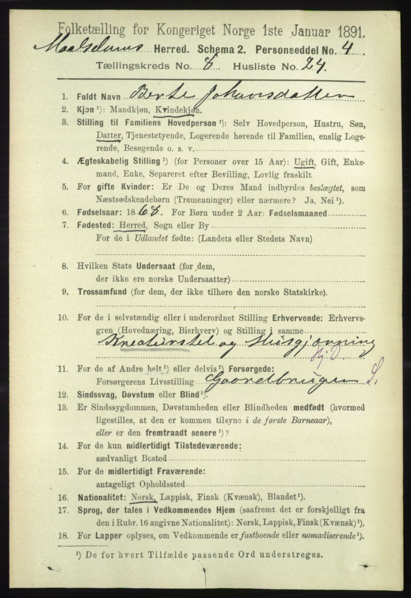 RA, 1891 census for 1924 Målselv, 1891, p. 2692