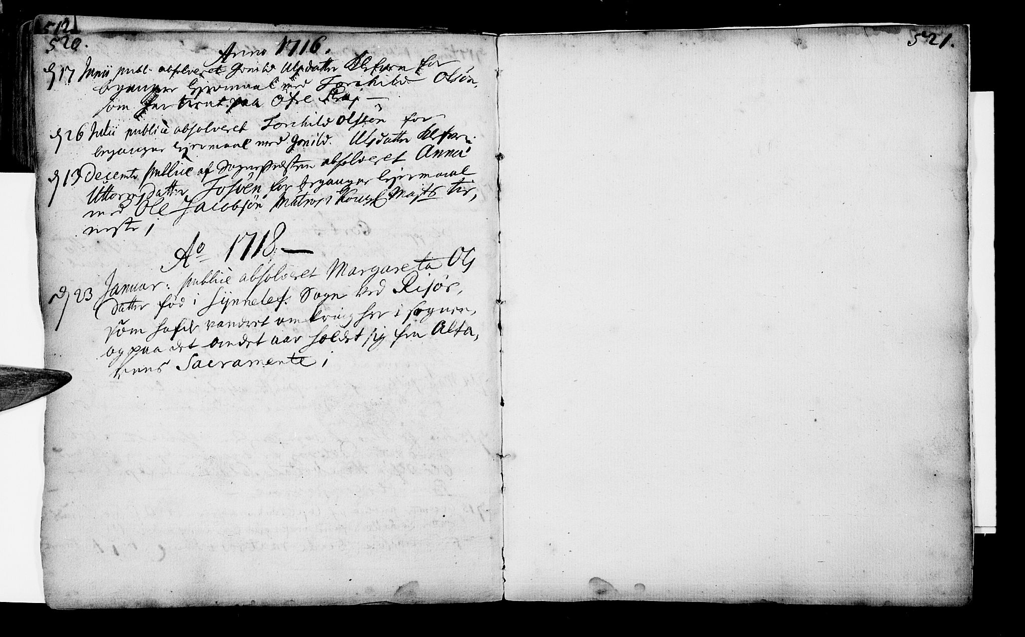 Oddernes sokneprestkontor, AV/SAK-1111-0033/F/Fa/Faa/L0001: Parish register (official) no. A 1, 1692-1718, p. 520-521