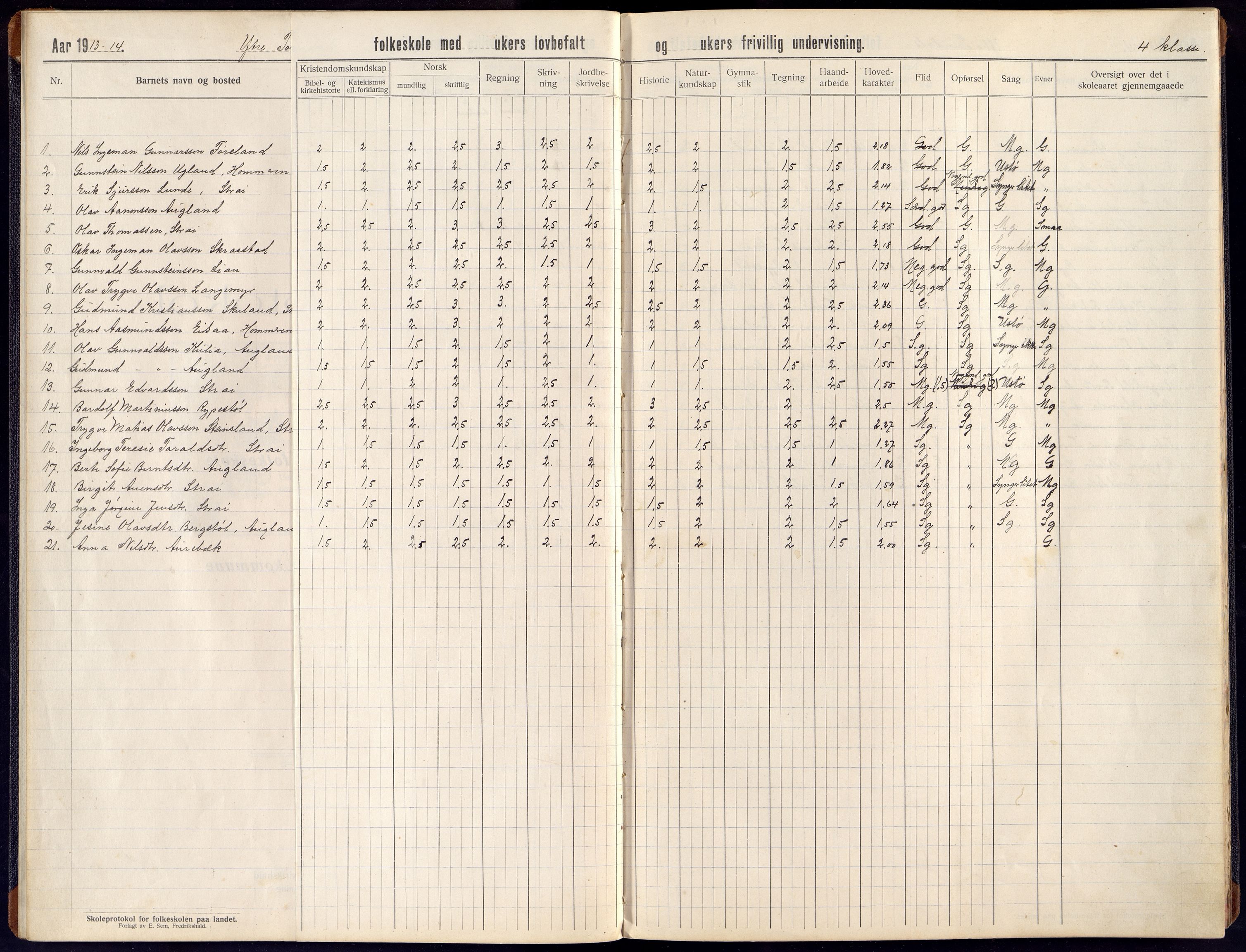 Oddernes kommune - Ytre Torridal skolekrets, ARKSOR/1001OD555/H/L0004: Skoleprotokoll, 1914-1919