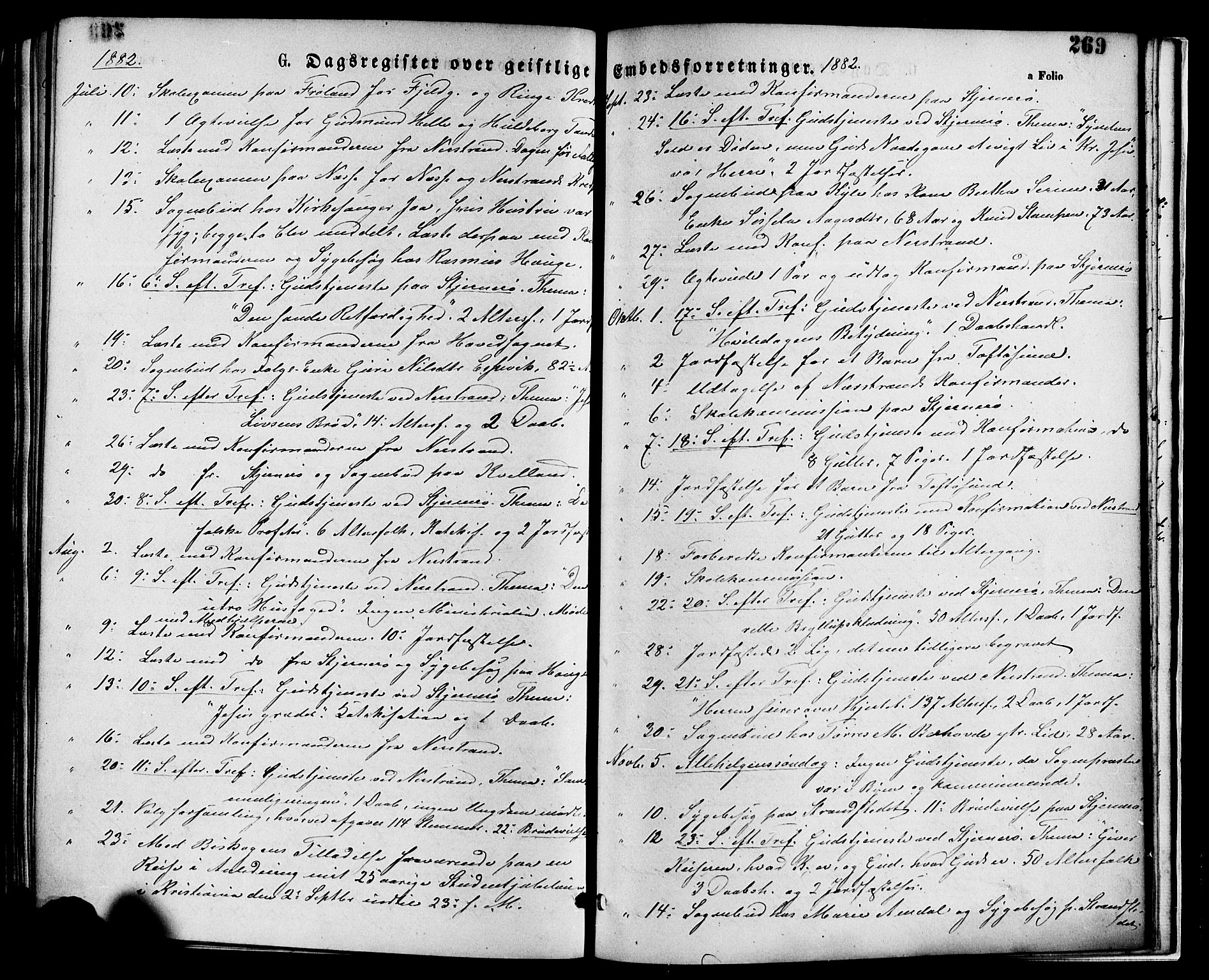 Nedstrand sokneprestkontor, SAST/A-101841/01/IV: Parish register (official) no. A 11, 1877-1887, p. 269
