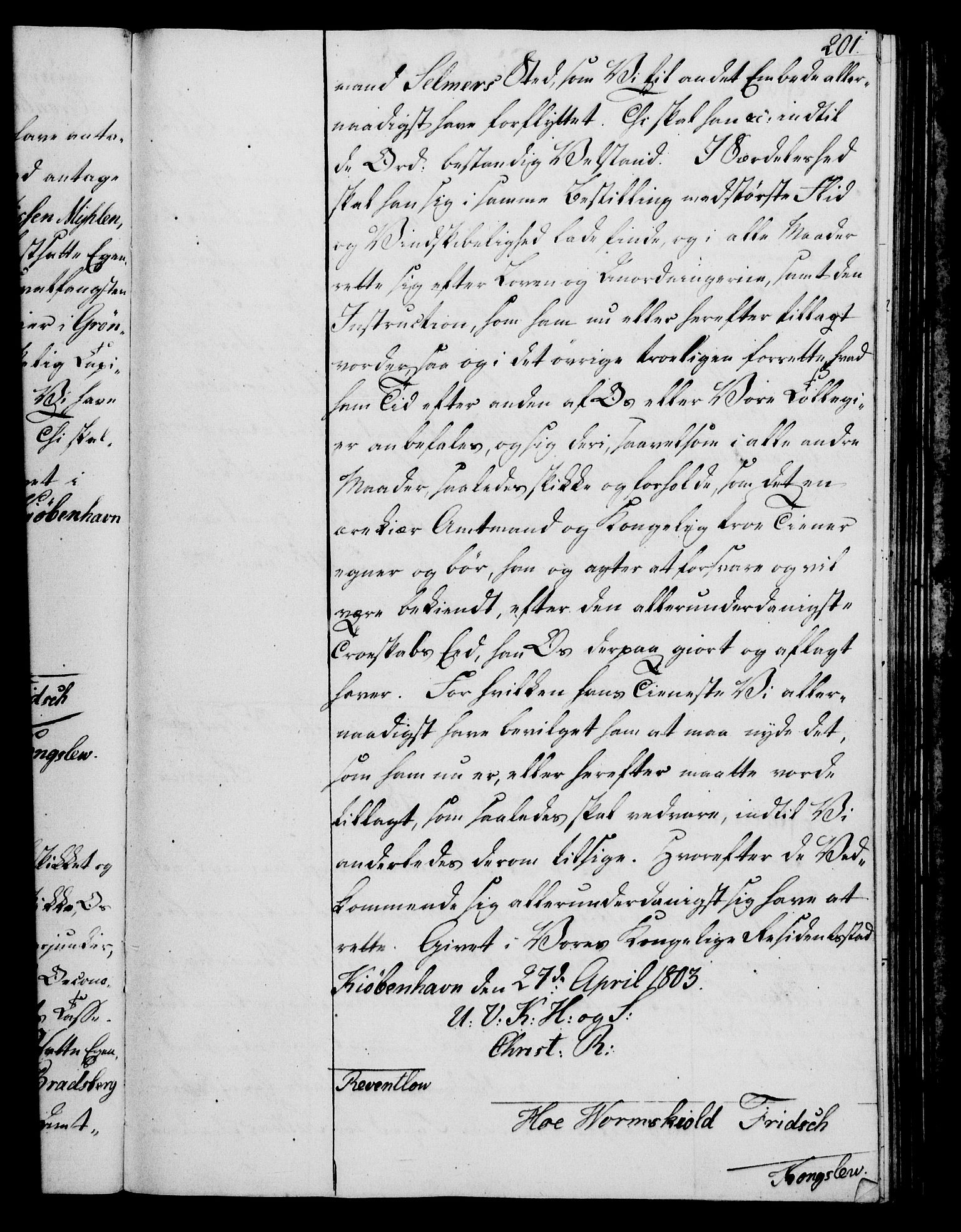 Rentekammeret, Kammerkanselliet, AV/RA-EA-3111/G/Gg/Gge/L0006: Norsk bestallingsprotokoll med register (merket RK 53.30), 1773-1814, p. 201
