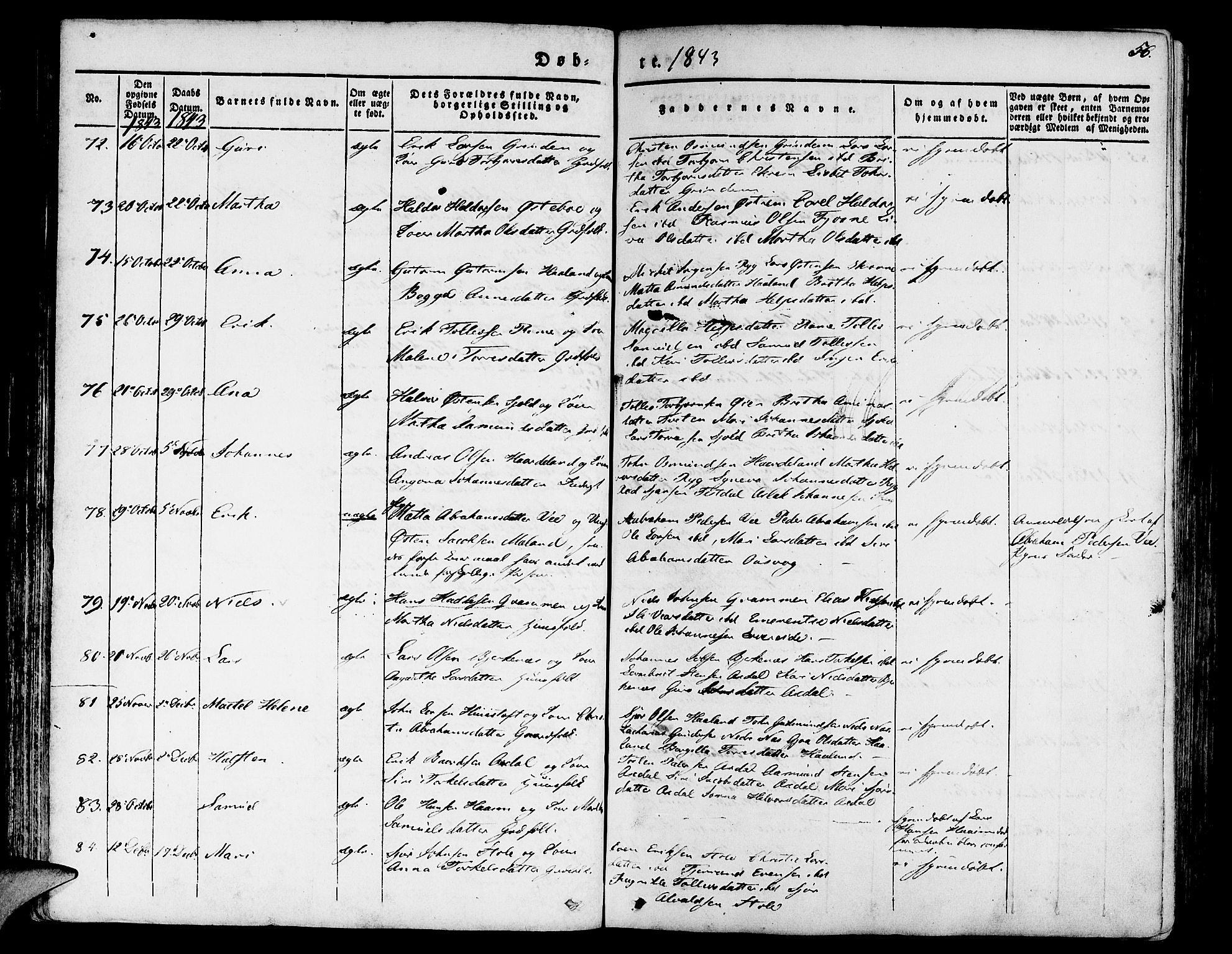 Etne sokneprestembete, AV/SAB-A-75001/H/Haa: Parish register (official) no. A 7, 1831-1847, p. 56