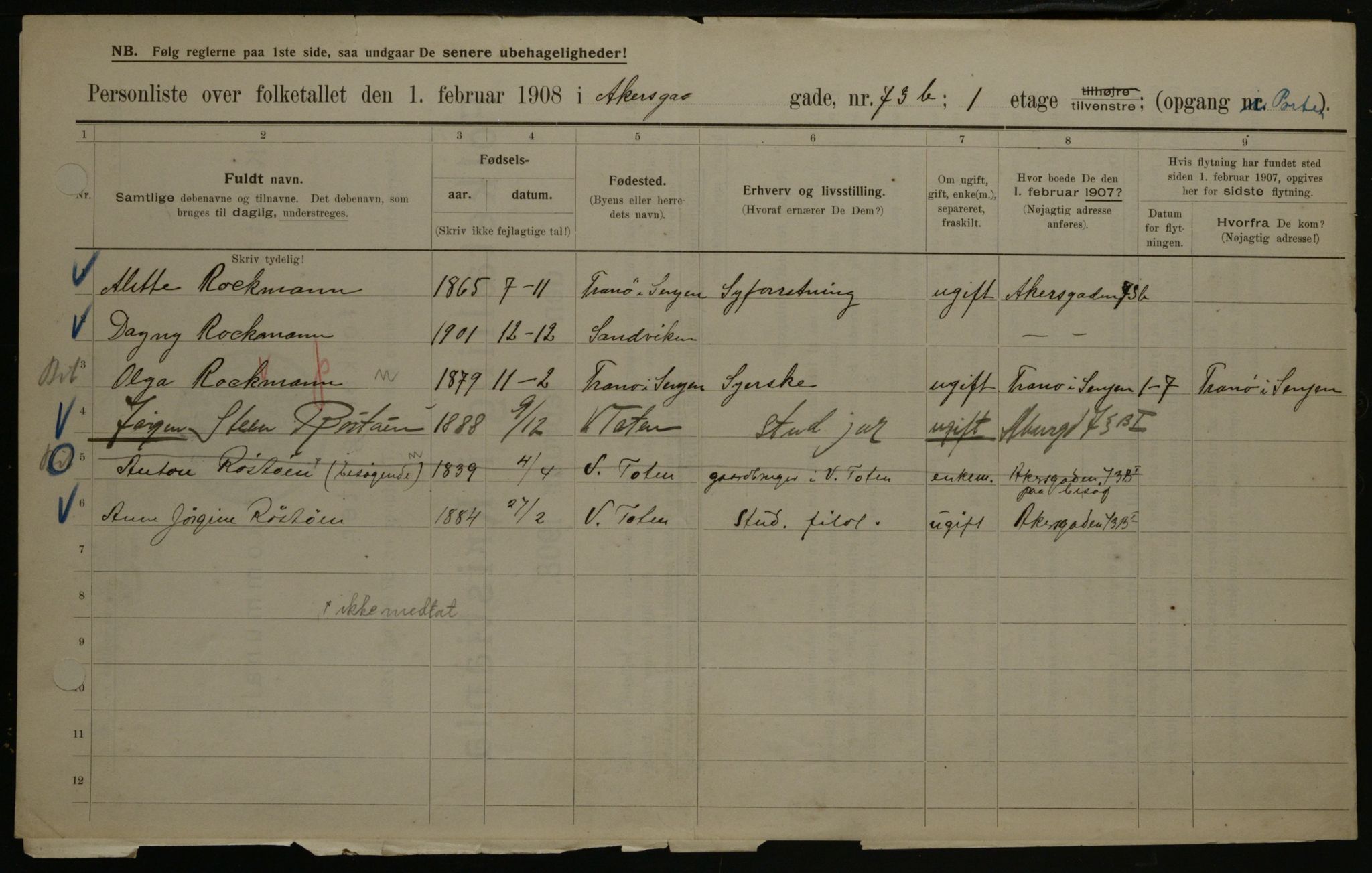 OBA, Municipal Census 1908 for Kristiania, 1908, p. 824