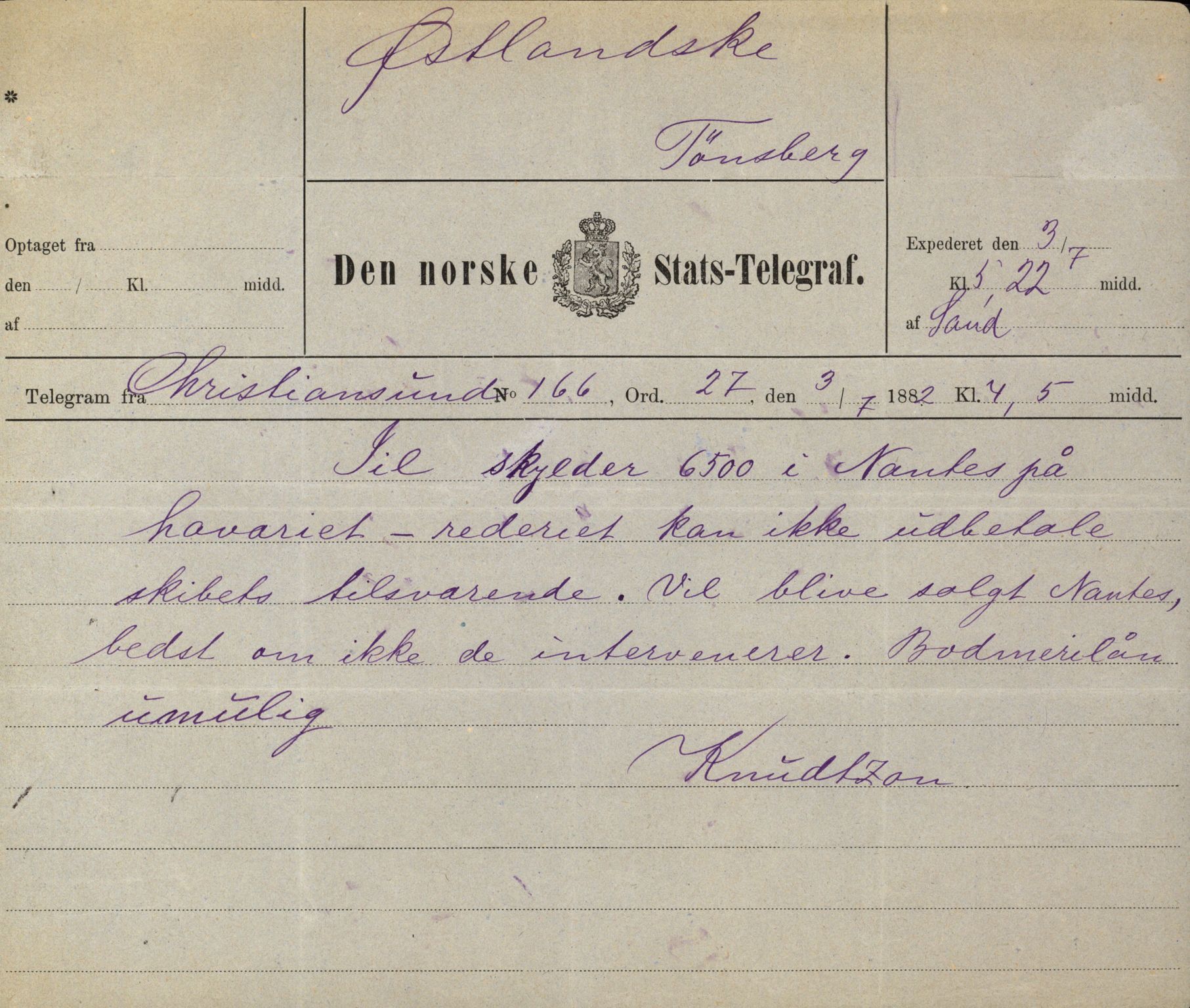 Pa 63 - Østlandske skibsassuranceforening, VEMU/A-1079/G/Ga/L0015/0007: Havaridokumenter / Jil, B.M. Width, Luca, Flora, Drammen, 1882, p. 12