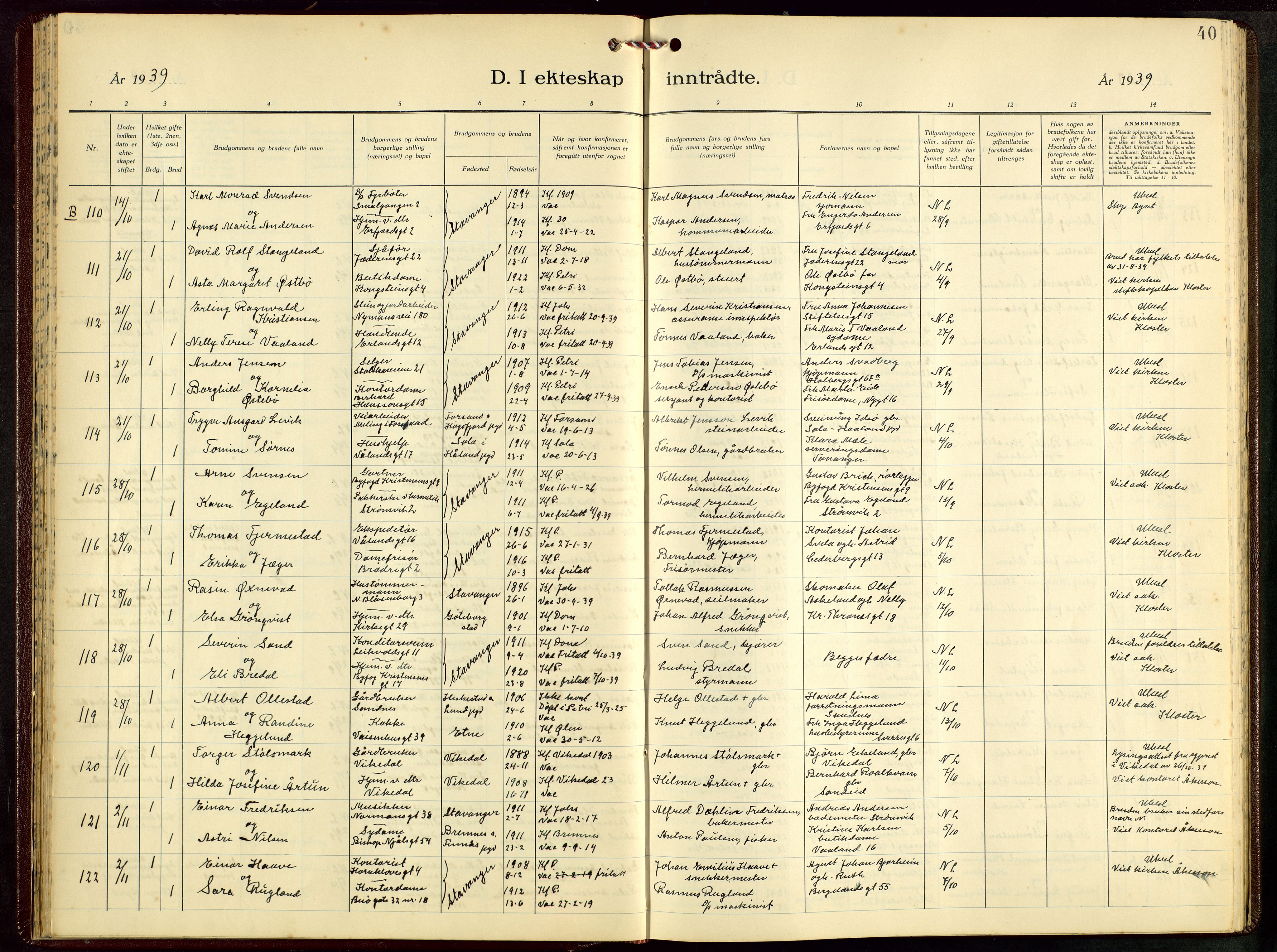 St. Petri sokneprestkontor, AV/SAST-A-101813/001/30/30BB/L0012: Parish register (copy) no. B 12, 1936-1951, p. 40