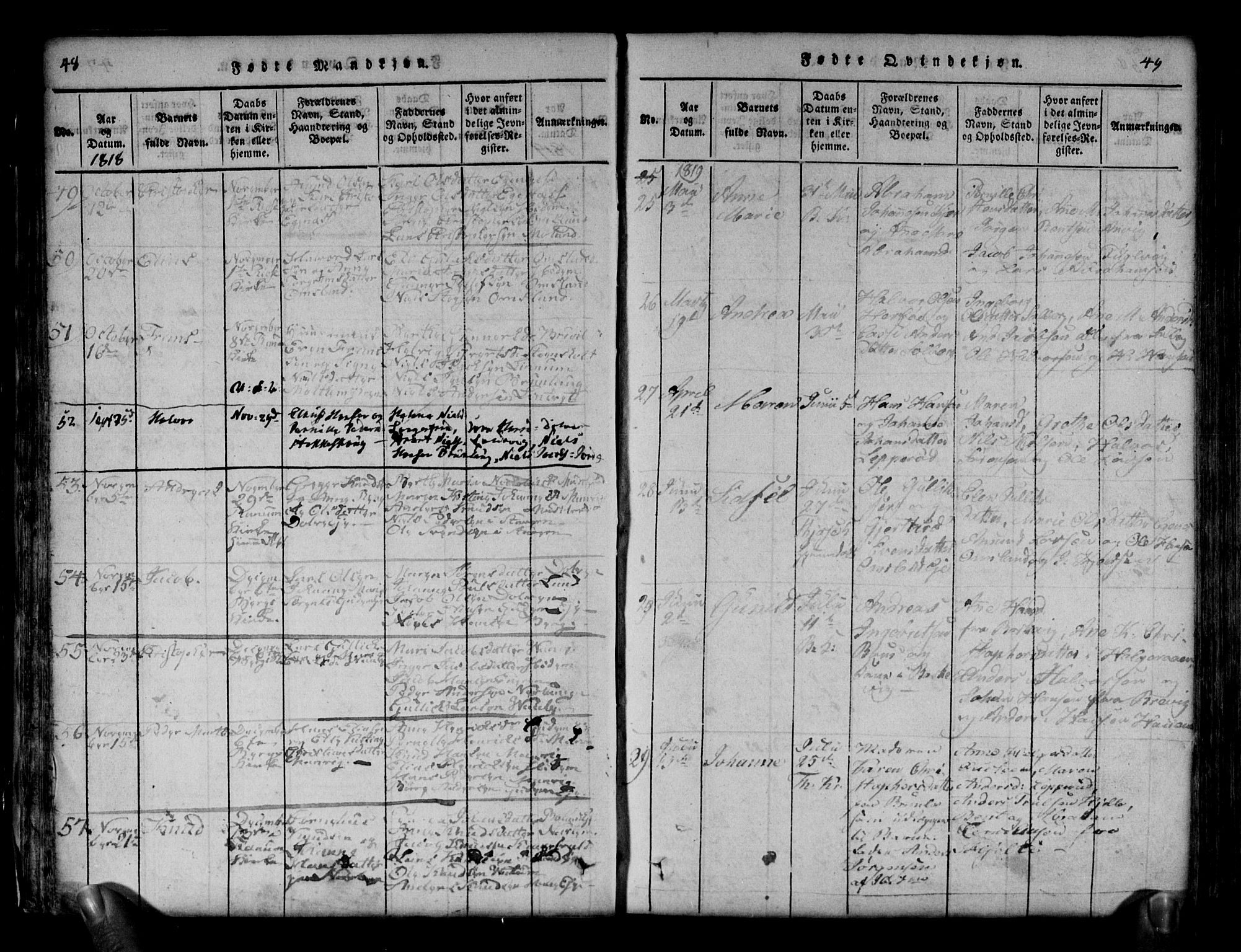 Brunlanes kirkebøker, SAKO/A-342/G/Ga/L0001: Parish register (copy) no. I 1, 1814-1834, p. 48-49