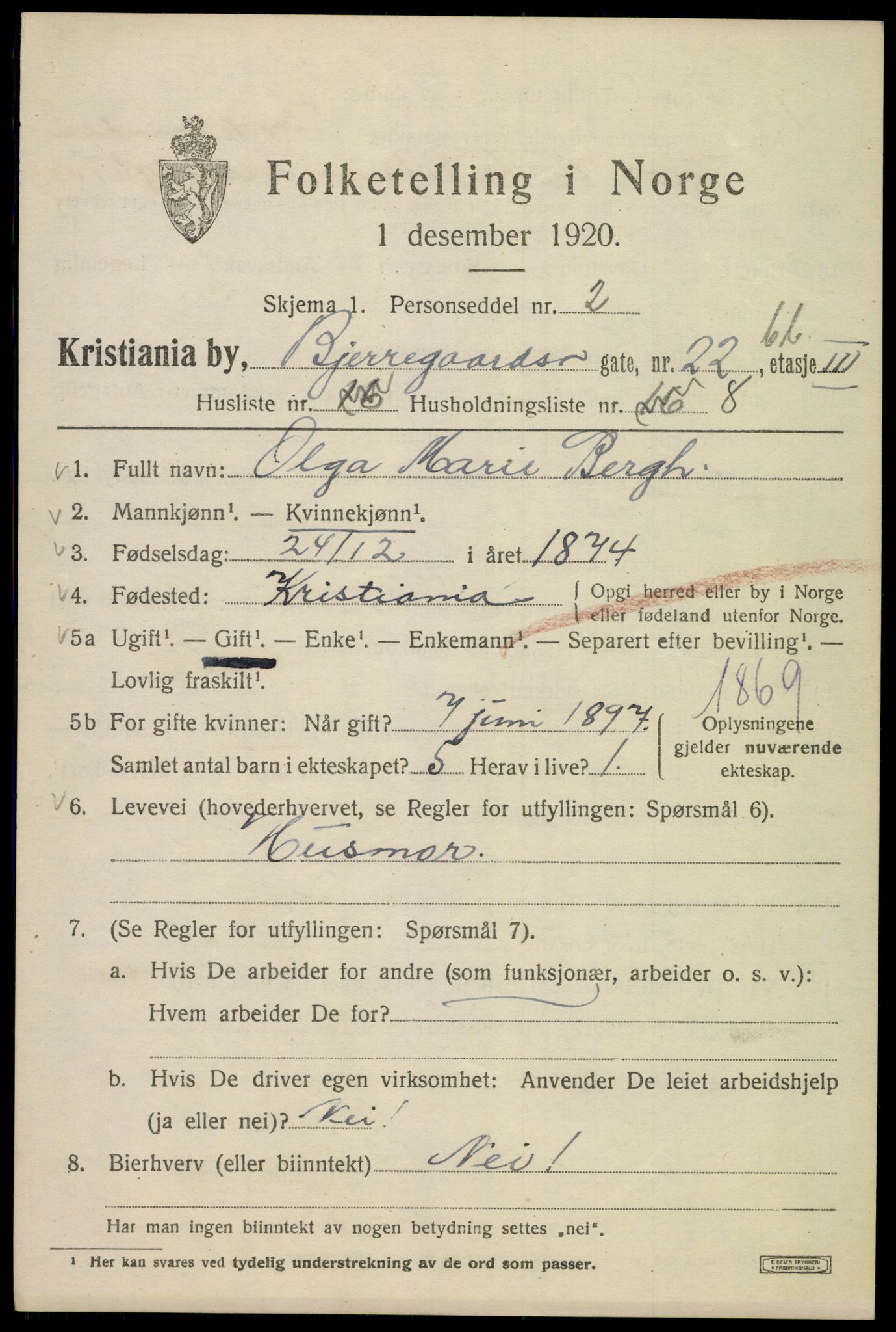 SAO, 1920 census for Kristiania, 1920, p. 160469