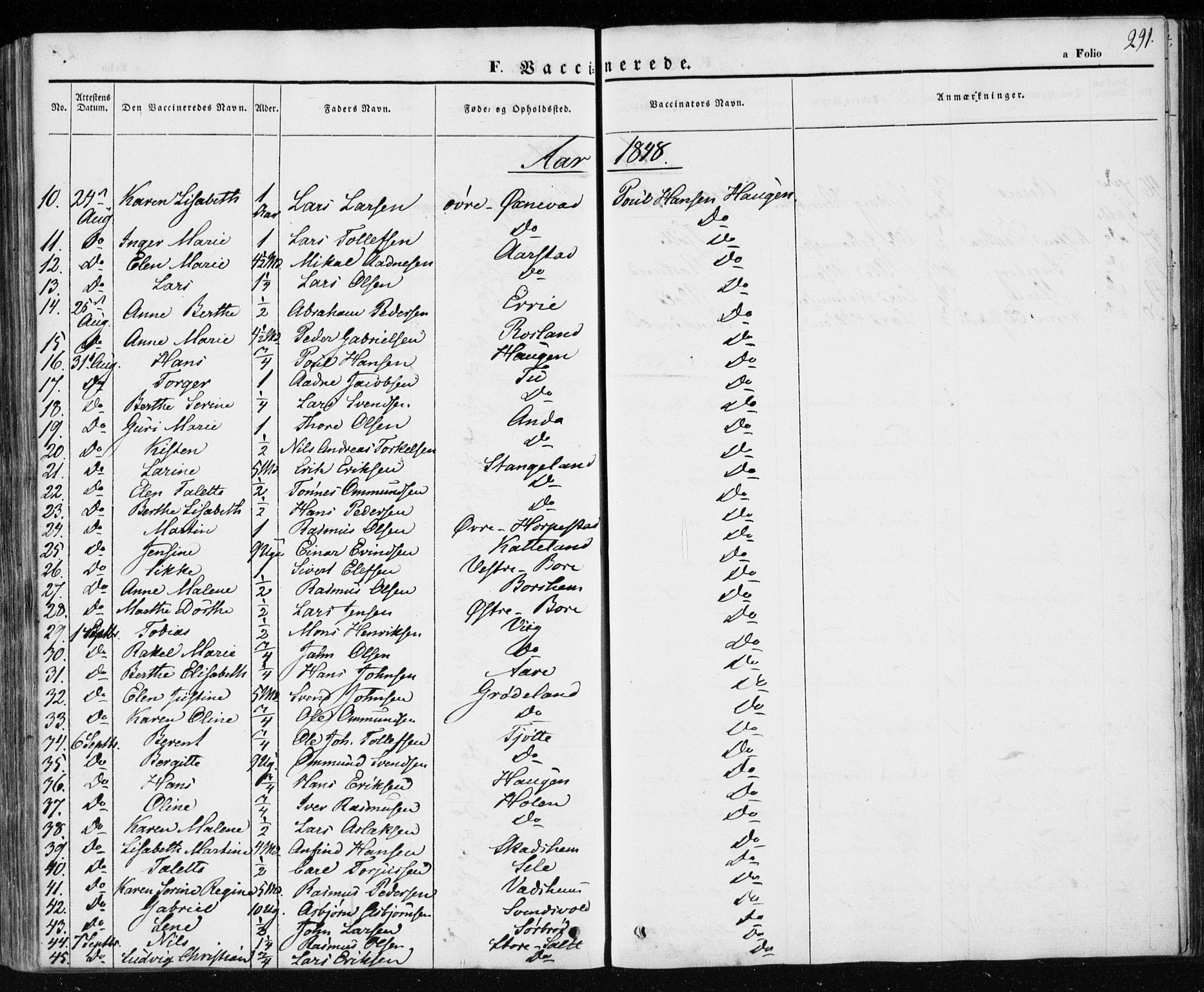 Klepp sokneprestkontor, AV/SAST-A-101803/001/3/30BA/L0004: Parish register (official) no. A 4, 1842-1852, p. 291