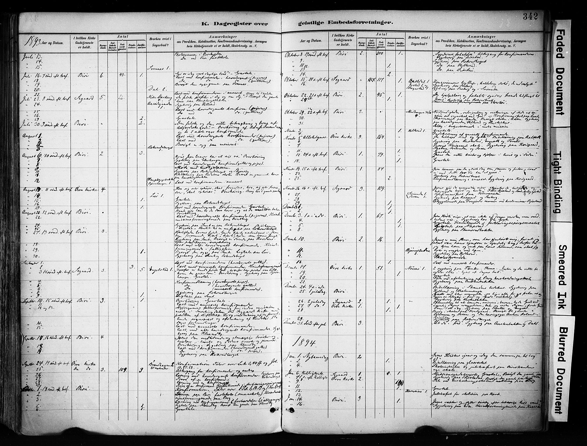 Biri prestekontor, SAH/PREST-096/H/Ha/Haa/L0009: Parish register (official) no. 9, 1887-1900, p. 342