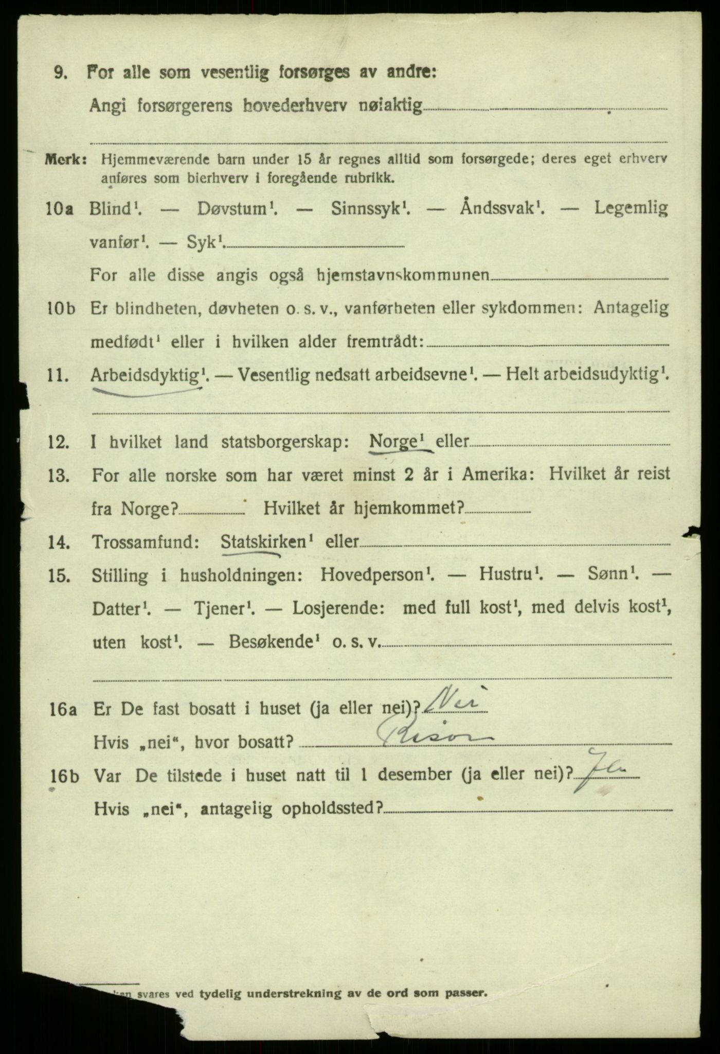 SAB, 1920 census for Bruvik, 1920, p. 3885