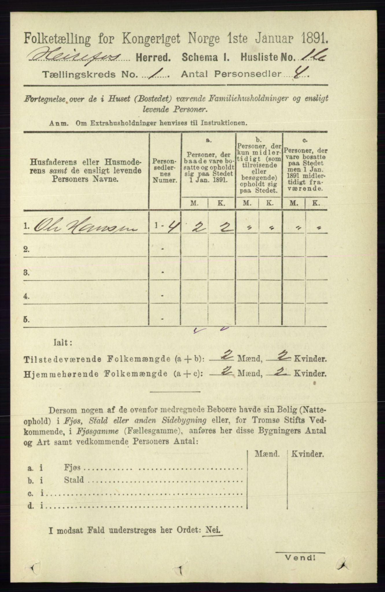 RA, 1891 census for 0933 Herefoss, 1891, p. 28