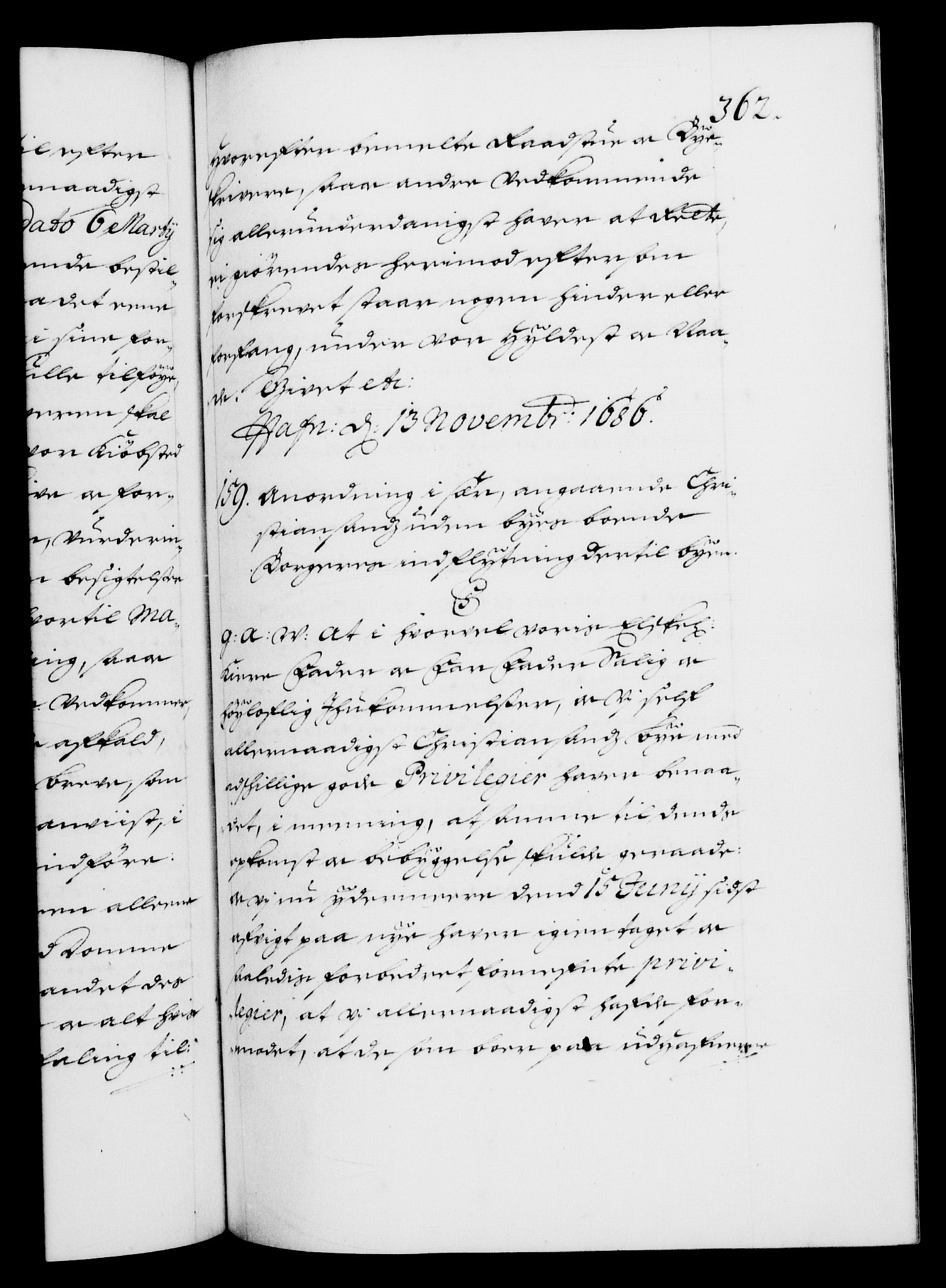 Danske Kanselli 1572-1799, AV/RA-EA-3023/F/Fc/Fca/Fcaa/L0014: Norske registre (mikrofilm), 1685-1687, p. 362a