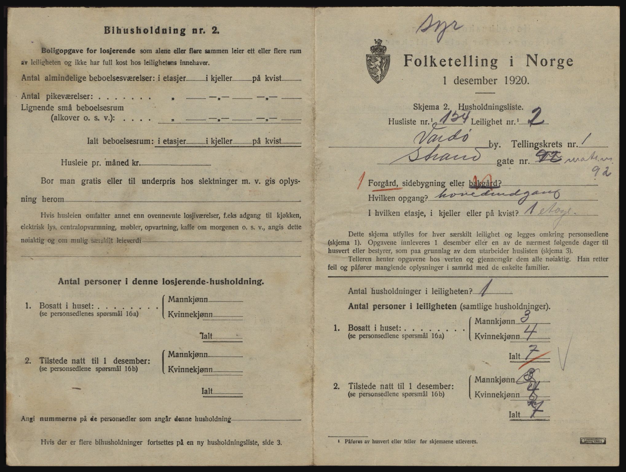 SATØ, 1920 census for Vardø, 1920, p. 1573