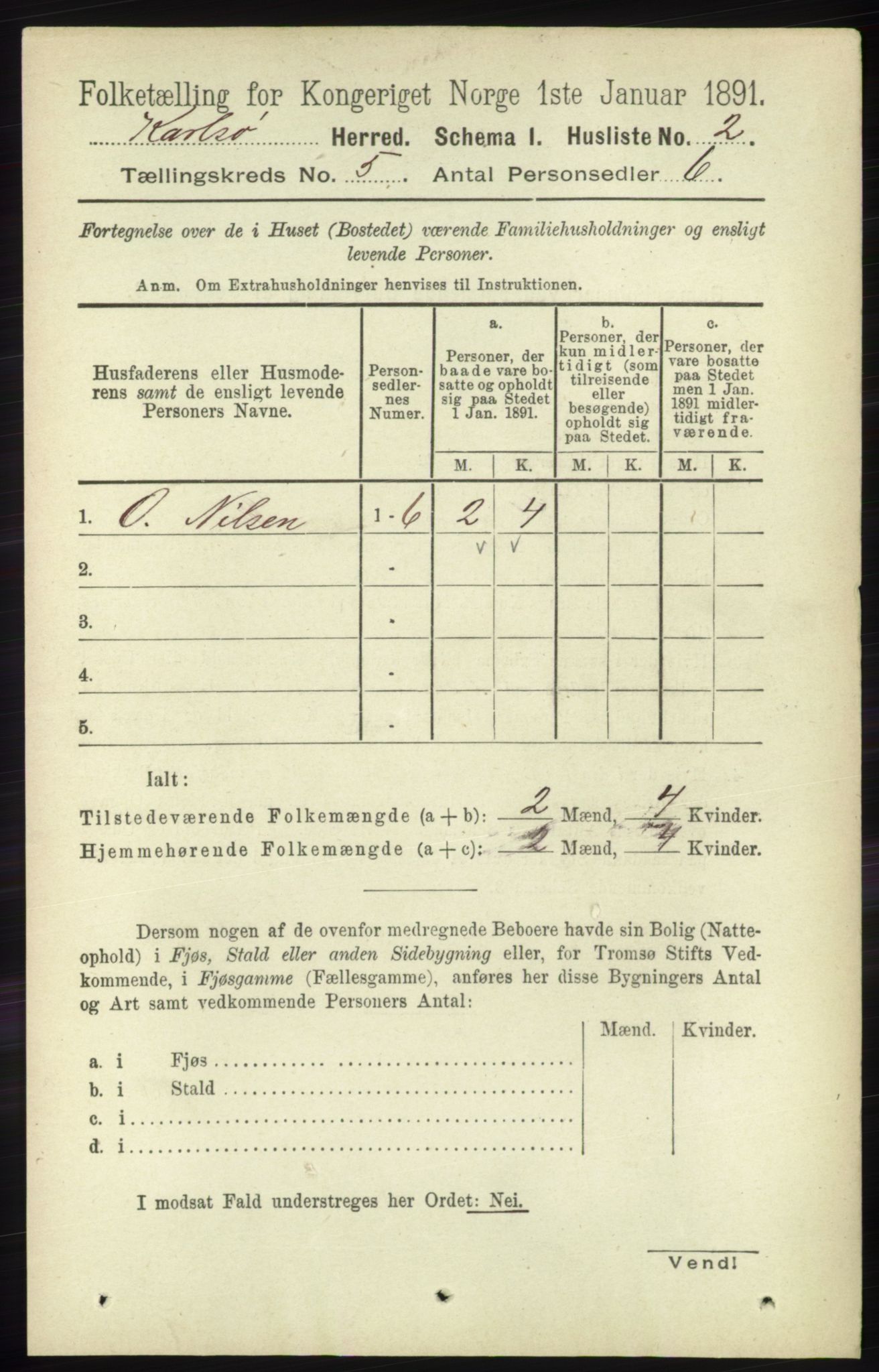 RA, 1891 census for 1936 Karlsøy, 1891, p. 1230