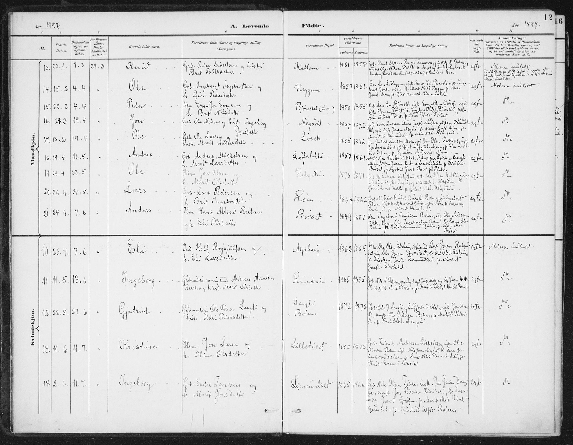 Ministerialprotokoller, klokkerbøker og fødselsregistre - Møre og Romsdal, AV/SAT-A-1454/598/L1072: Parish register (official) no. 598A06, 1896-1910, p. 12