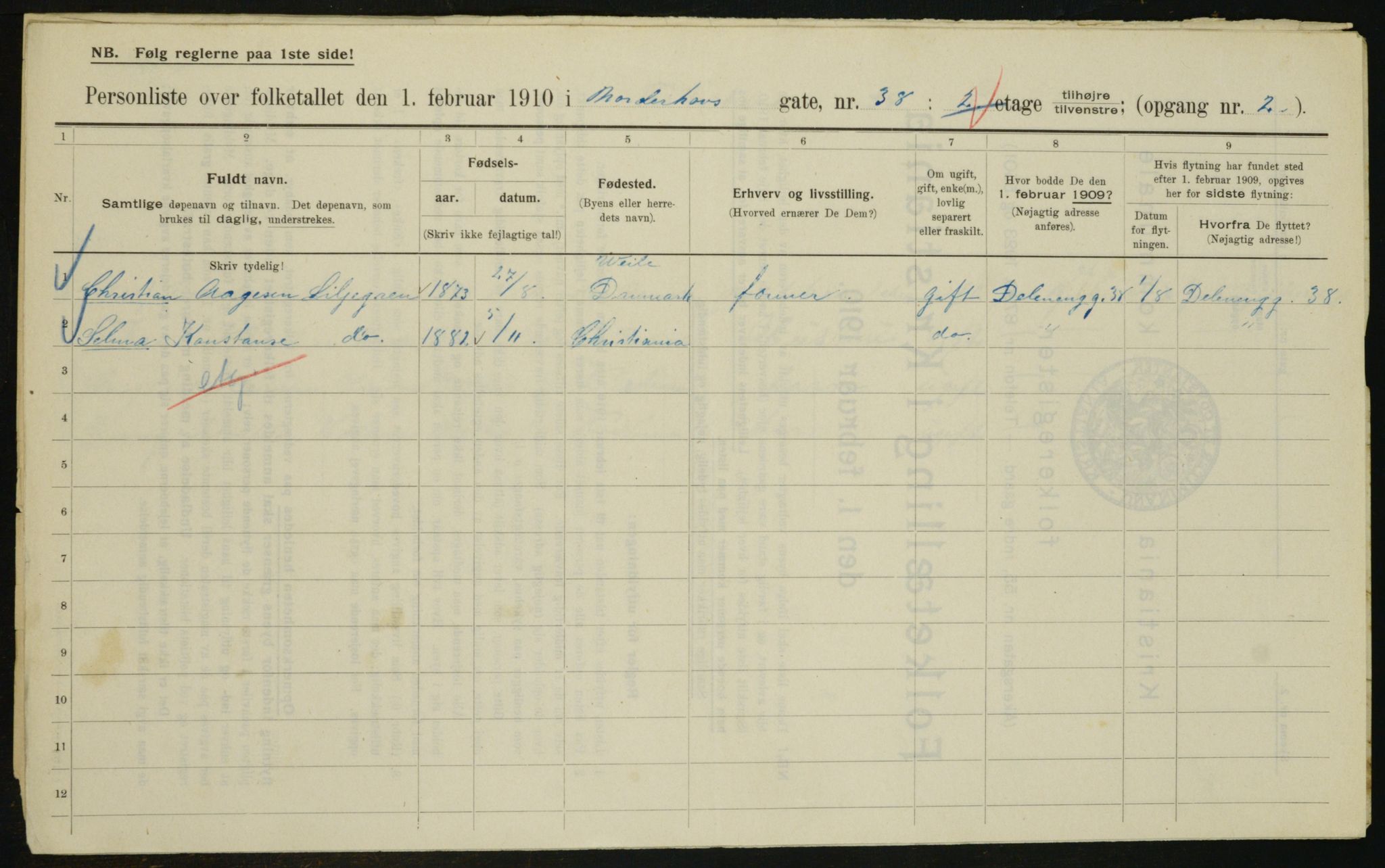 OBA, Municipal Census 1910 for Kristiania, 1910, p. 70532