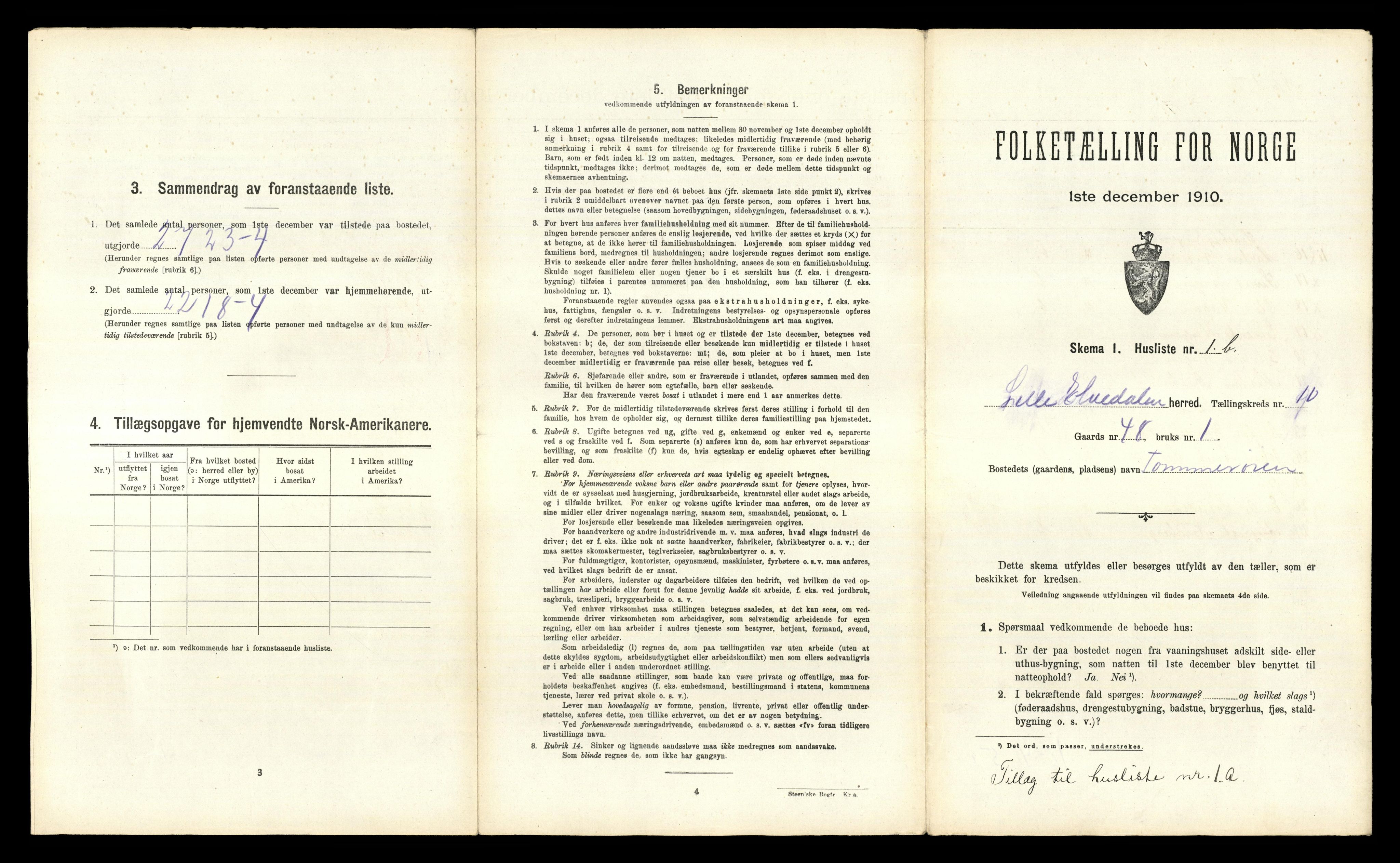 RA, 1910 census for Lille Elvedalen, 1910, p. 779