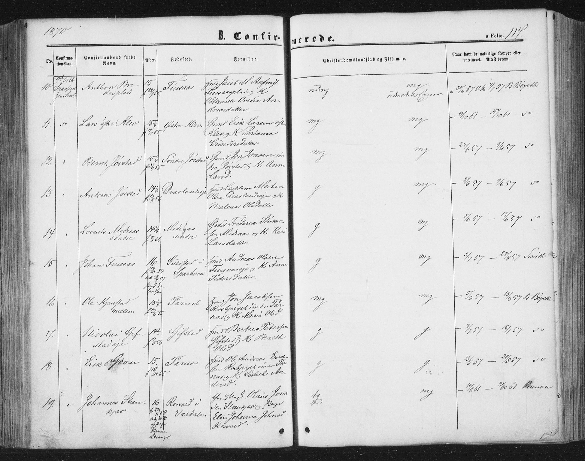 Ministerialprotokoller, klokkerbøker og fødselsregistre - Nord-Trøndelag, SAT/A-1458/749/L0472: Parish register (official) no. 749A06, 1857-1873, p. 117