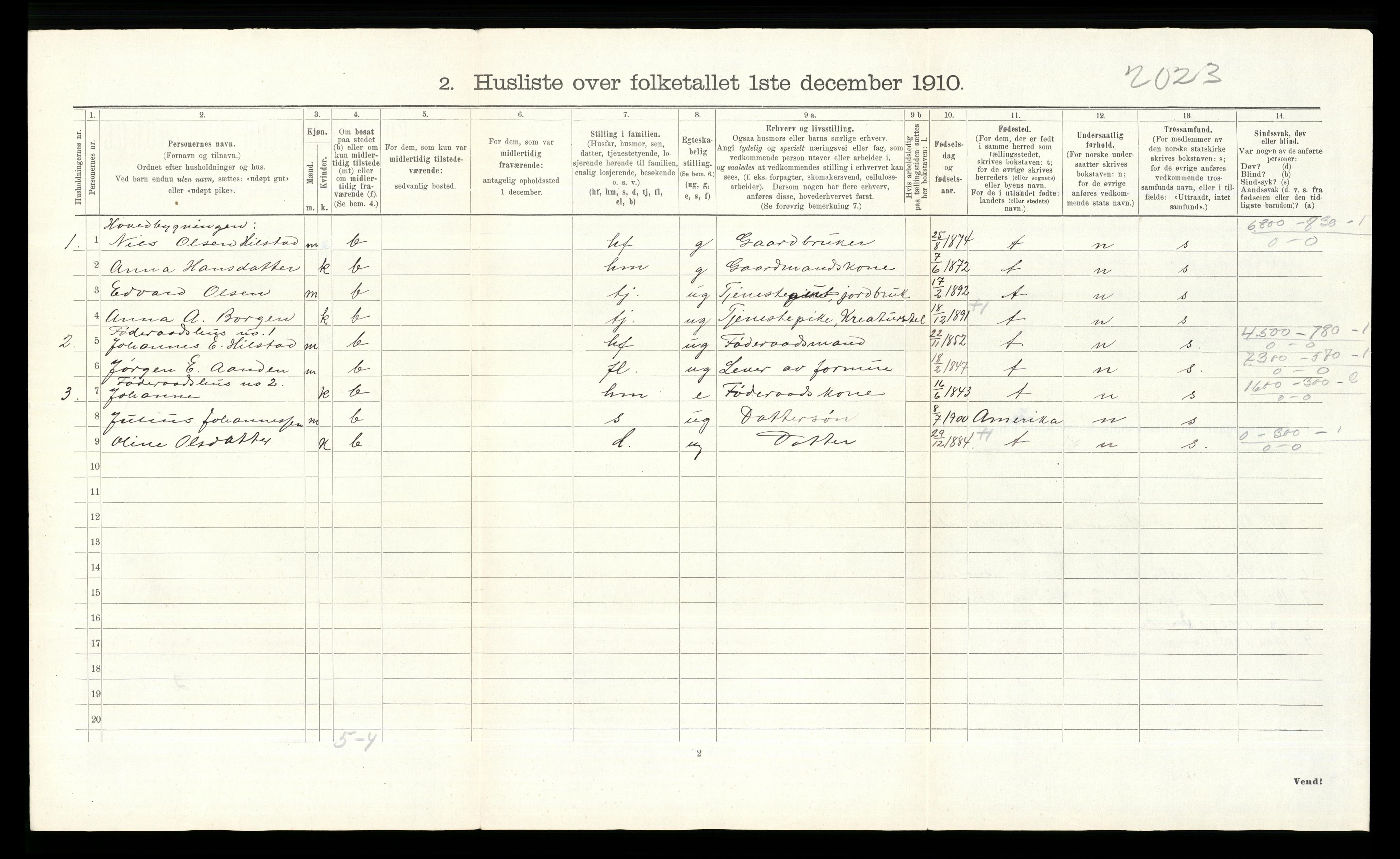 RA, 1910 census for Ringebu, 1910, p. 785