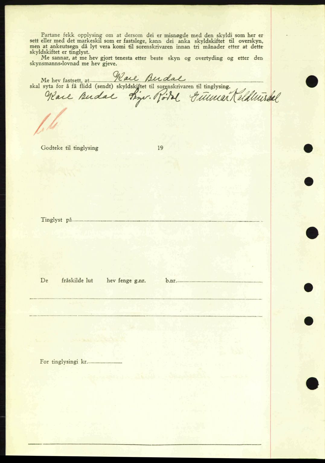 Nordre Sunnmøre sorenskriveri, AV/SAT-A-0006/1/2/2C/2Ca: Mortgage book no. A16, 1943-1943, Diary no: : 1432/1943