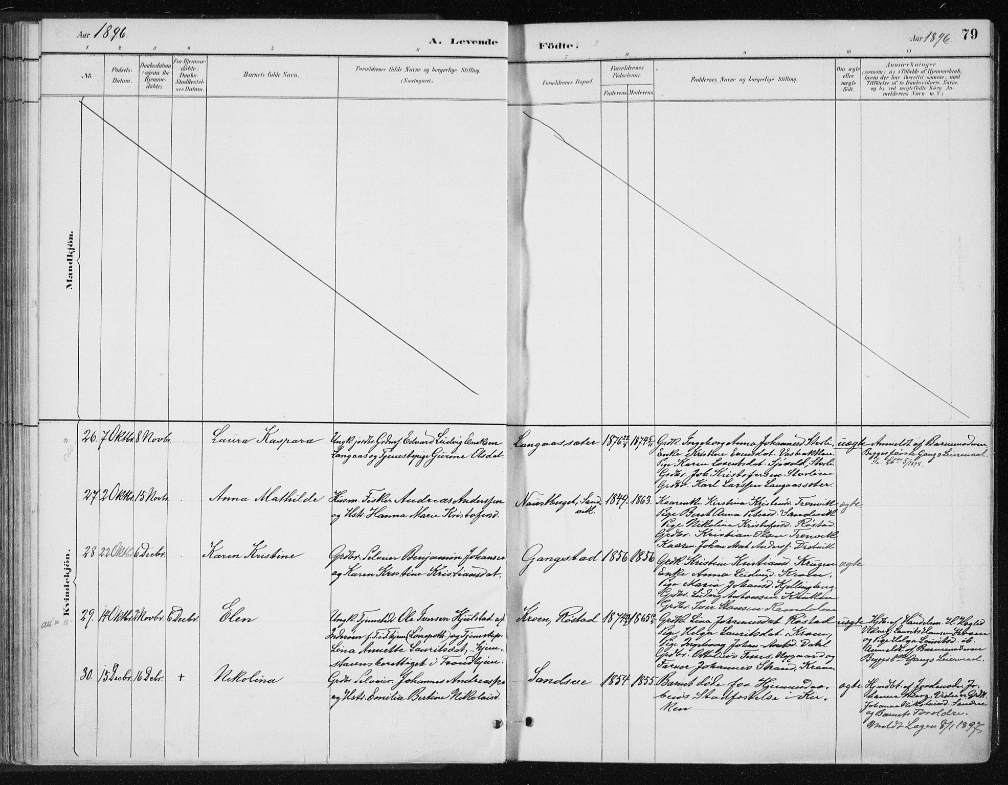 Ministerialprotokoller, klokkerbøker og fødselsregistre - Nord-Trøndelag, SAT/A-1458/701/L0010: Parish register (official) no. 701A10, 1883-1899, p. 79