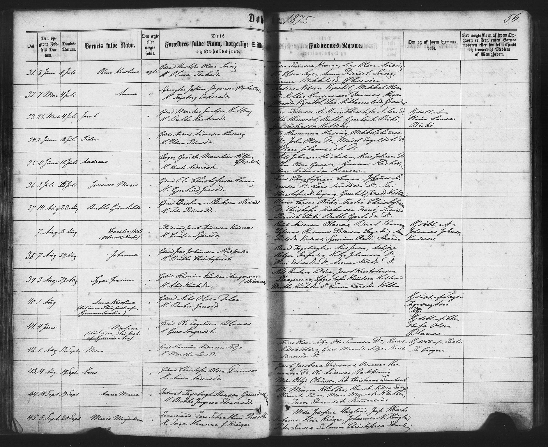 Fitjar sokneprestembete, AV/SAB-A-99926: Parish register (official) no. A 1, 1862-1881, p. 56