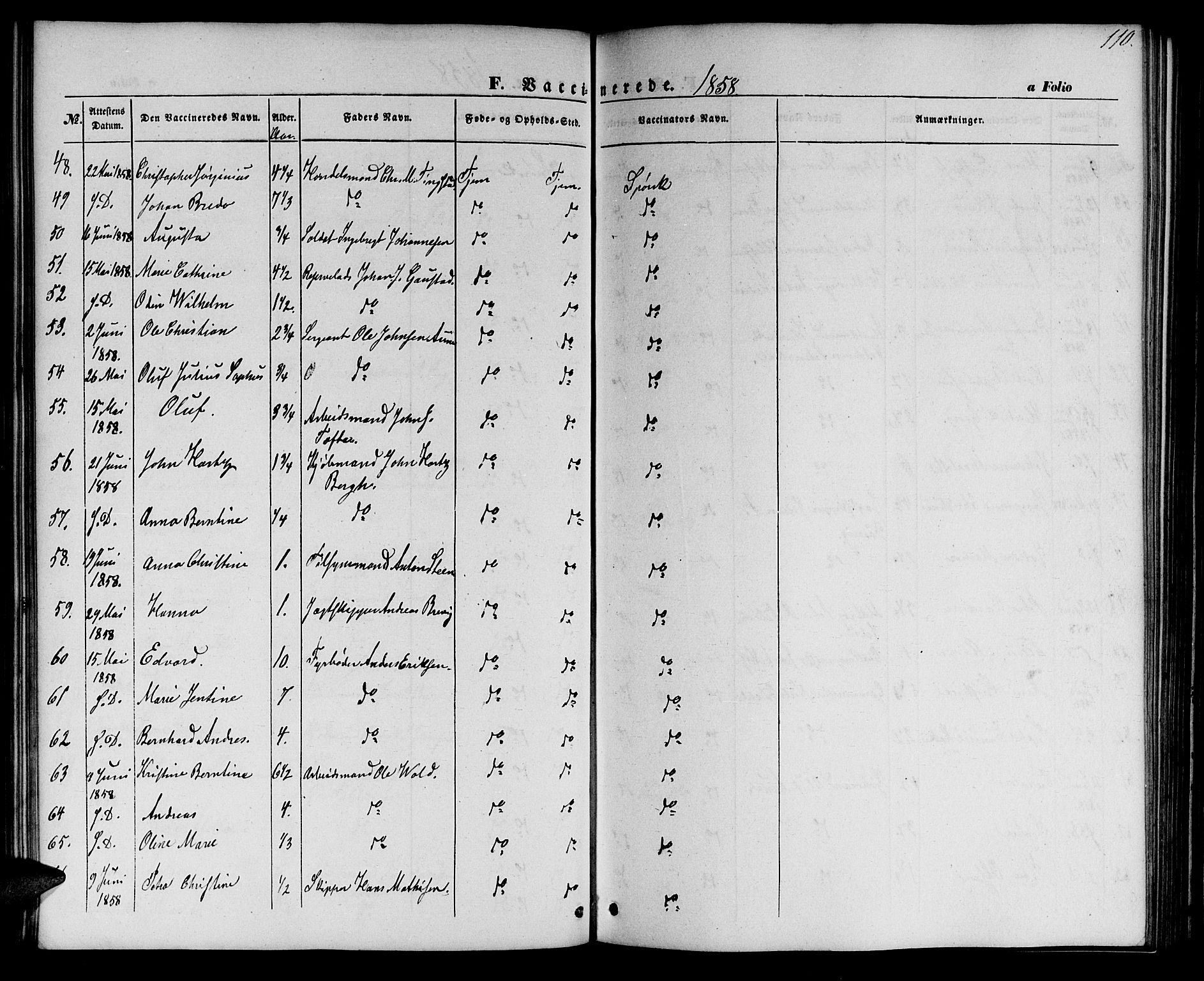 Ministerialprotokoller, klokkerbøker og fødselsregistre - Sør-Trøndelag, SAT/A-1456/602/L0113: Parish register (official) no. 602A11, 1849-1861, p. 110