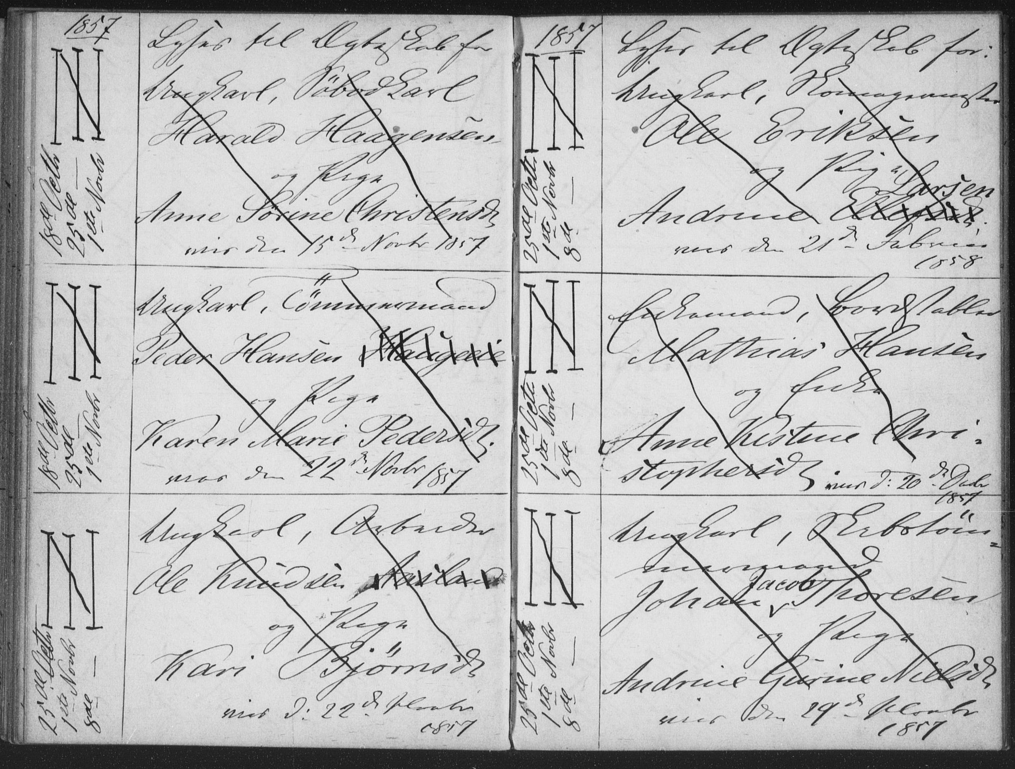 Bragernes kirkebøker, AV/SAKO-A-6/H/Ha/L0003: Banns register no. 3, 1854-1859