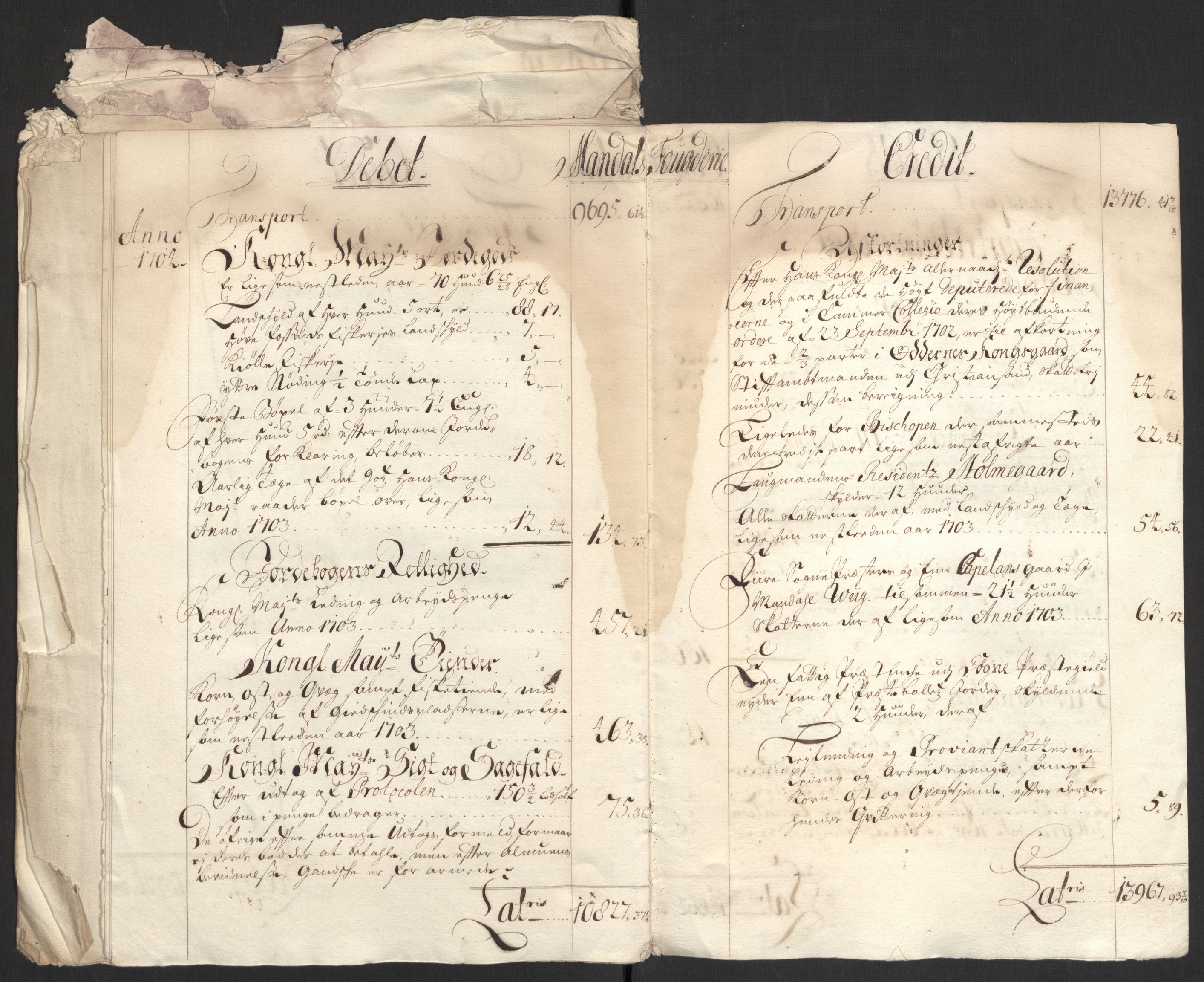 Rentekammeret inntil 1814, Reviderte regnskaper, Fogderegnskap, RA/EA-4092/R43/L2550: Fogderegnskap Lista og Mandal, 1703-1704, p. 237