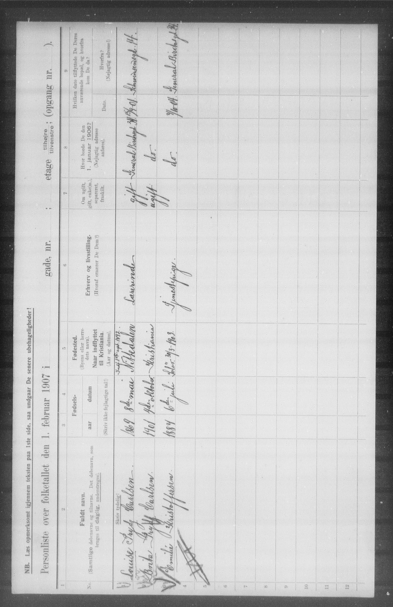 OBA, Municipal Census 1907 for Kristiania, 1907, p. 14644