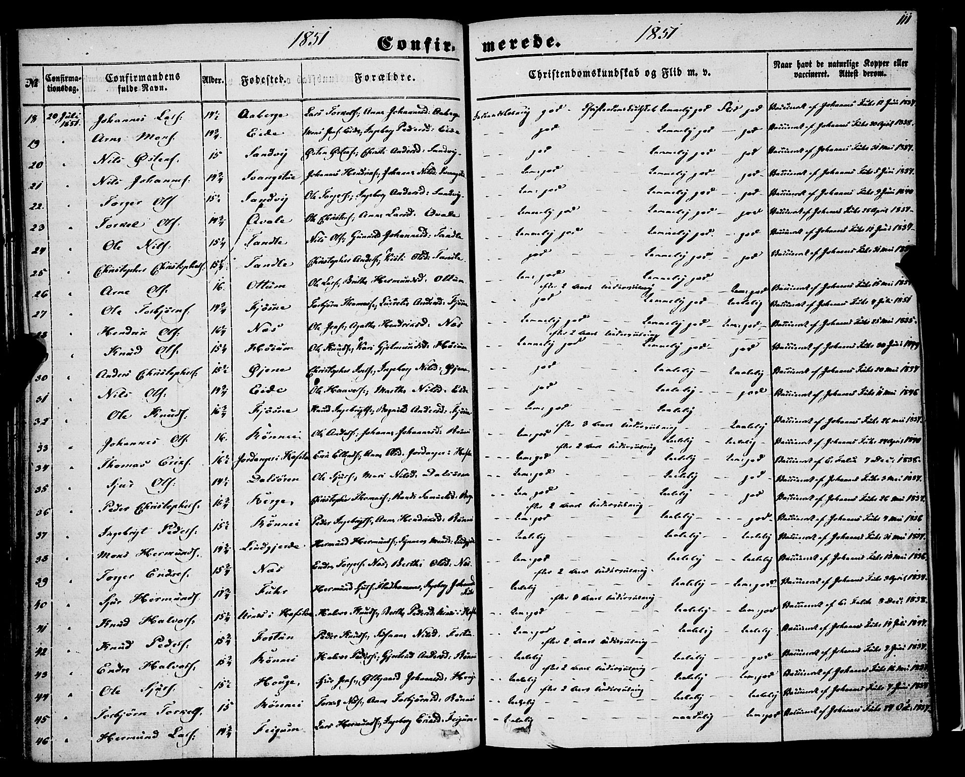 Luster sokneprestembete, AV/SAB-A-81101/H/Haa/Haaa/L0007: Parish register (official) no. A 7, 1849-1859, p. 111