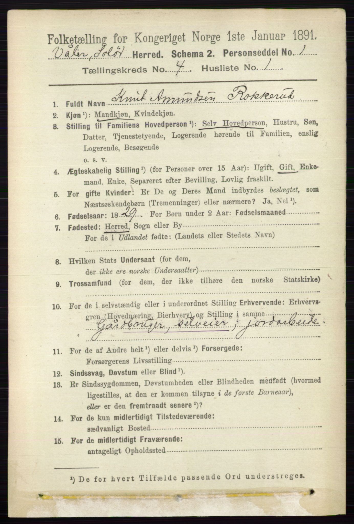 RA, 1891 census for 0426 Våler, 1891, p. 1463