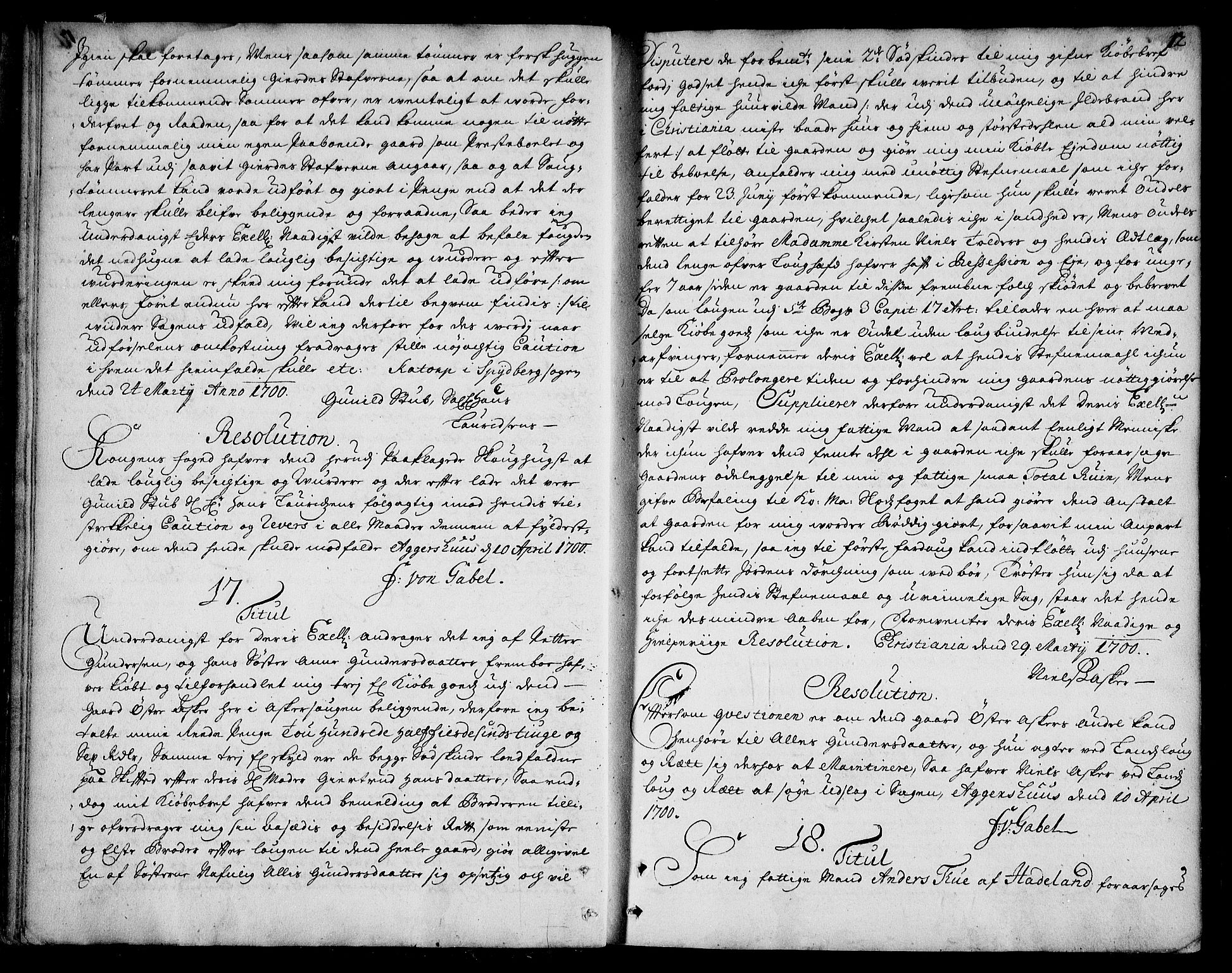 Stattholderembetet 1572-1771, AV/RA-EA-2870/Ad/L0006: Supplikasjons- og resolusjonsprotokoll, 1699-1706, p. 11b-12a