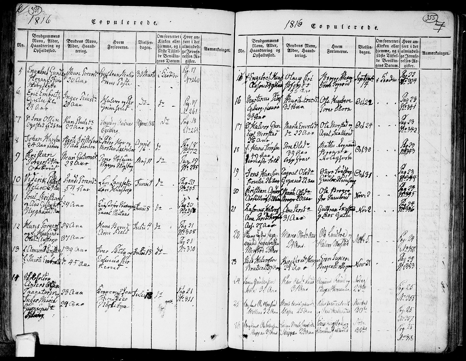 Trøgstad prestekontor Kirkebøker, SAO/A-10925/F/Fa/L0006: Parish register (official) no. I 6, 1815-1844, p. 354-355