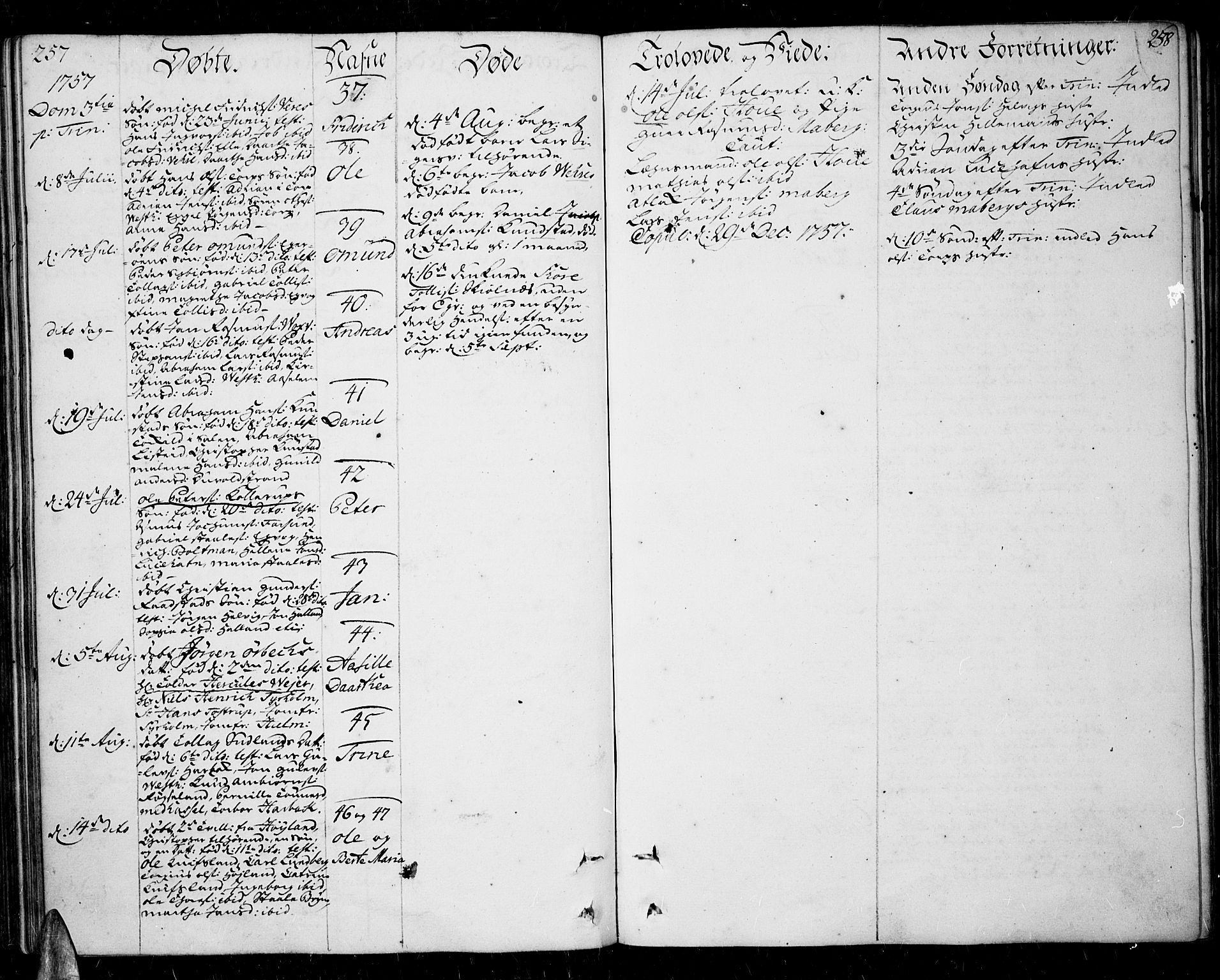 Lista sokneprestkontor, AV/SAK-1111-0027/F/Fa/L0003: Parish register (official) no. A 3 /1, 1743-1767, p. 257-258