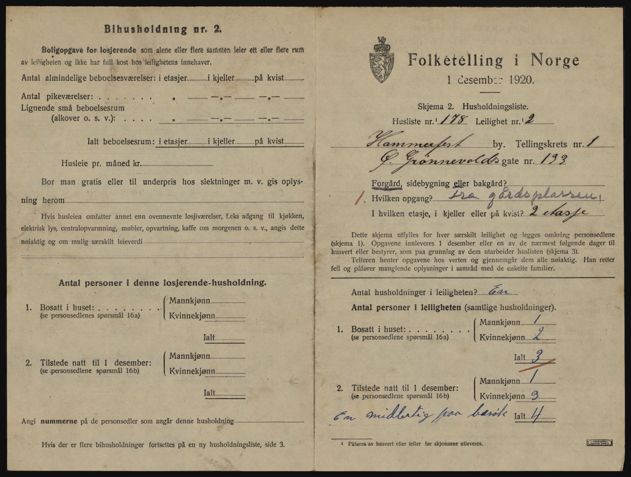 SATØ, 1920 census for Hammerfest, 1920, p. 1534