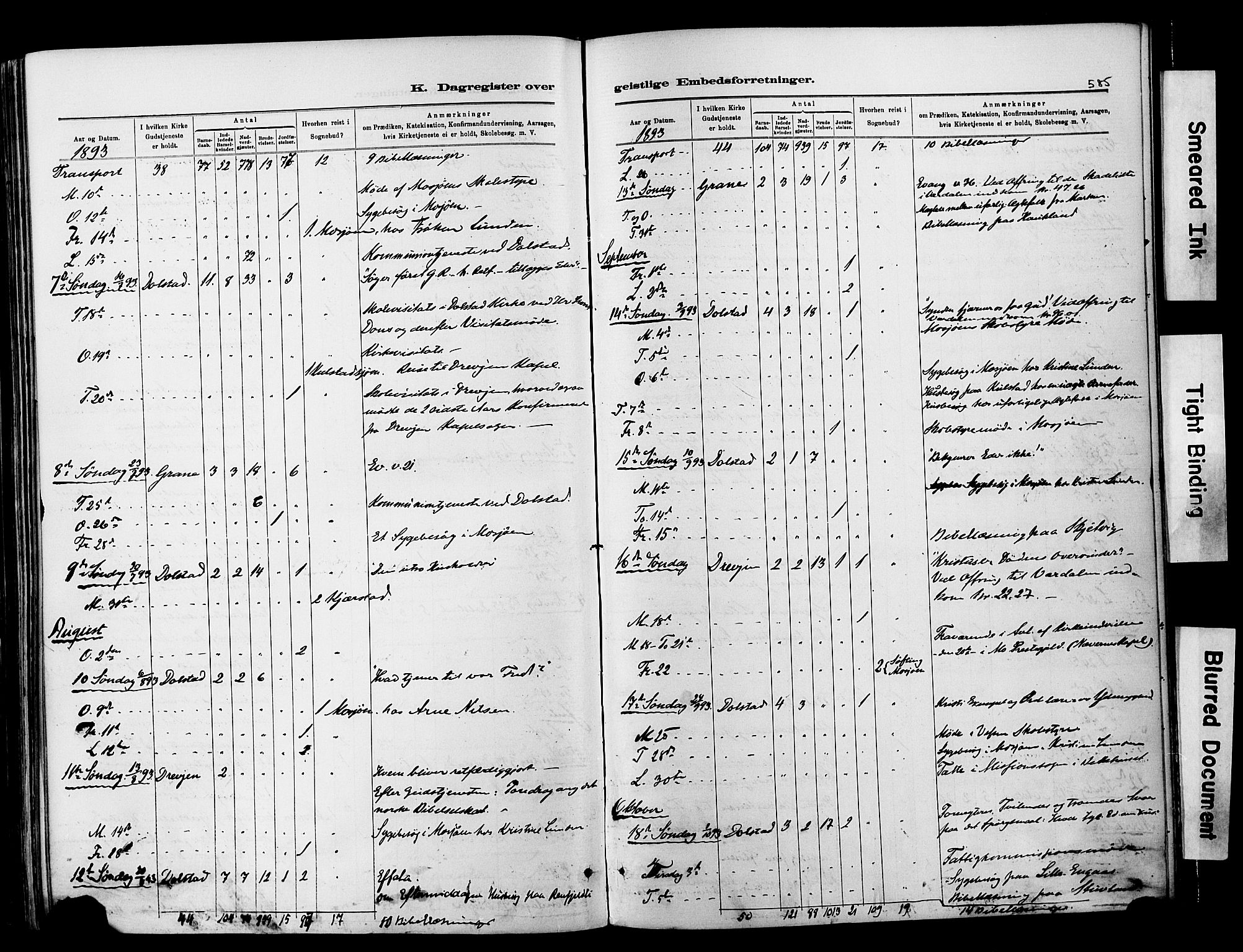 Ministerialprotokoller, klokkerbøker og fødselsregistre - Nordland, AV/SAT-A-1459/820/L0295: Parish register (official) no. 820A16, 1880-1896, p. 585