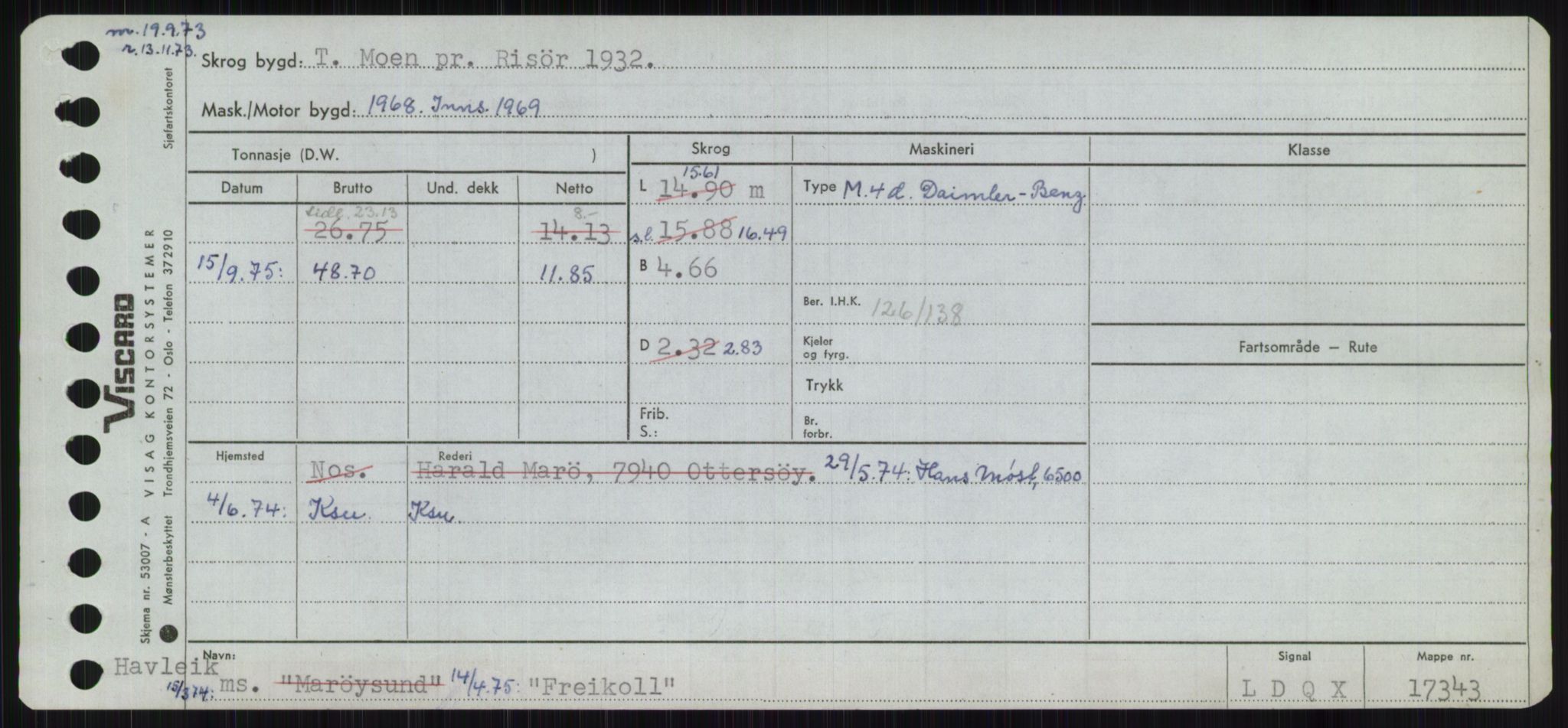 Sjøfartsdirektoratet med forløpere, Skipsmålingen, RA/S-1627/H/Ha/L0002/0001: Fartøy, Eik-Hill / Fartøy, Eik-F, p. 767